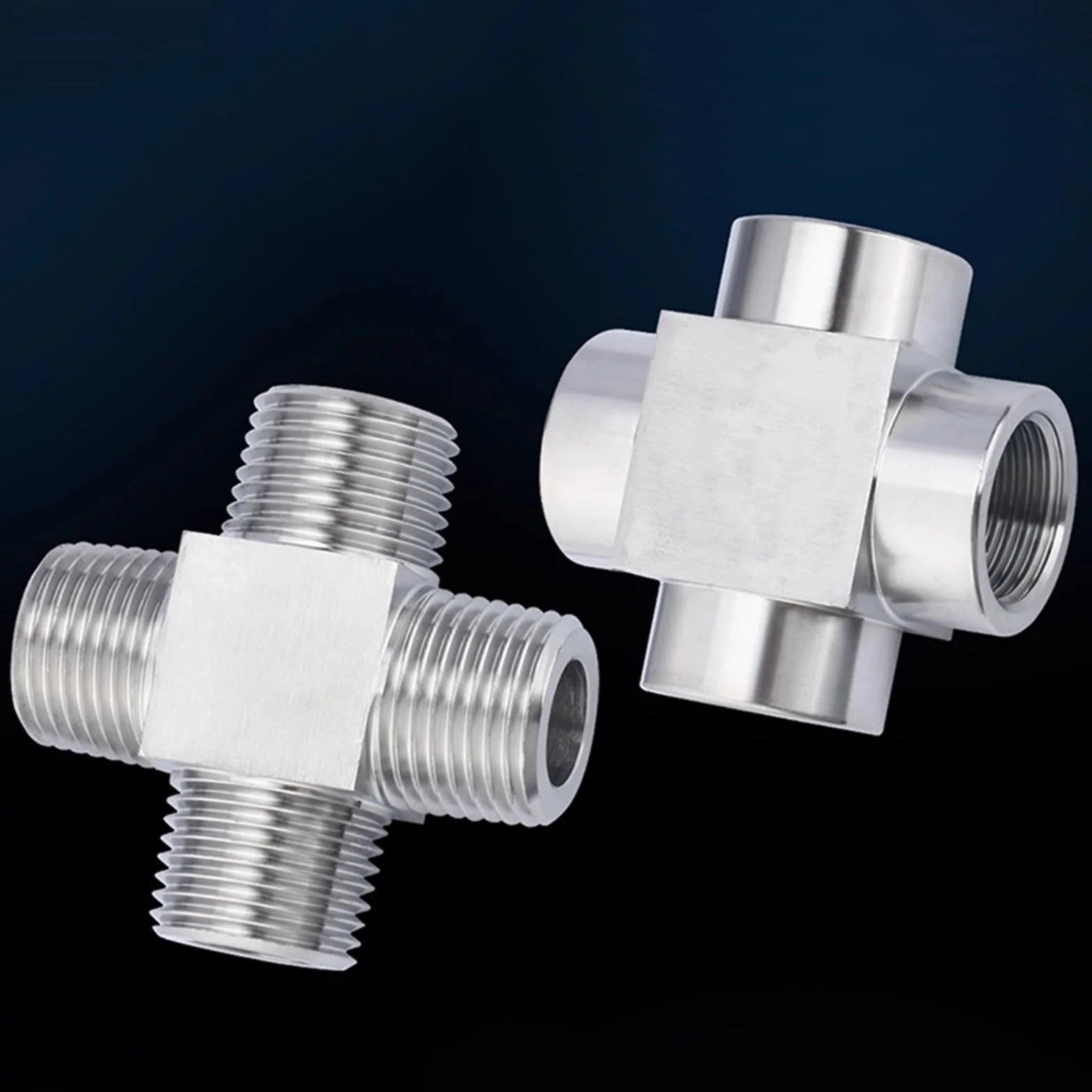 M14 M16 M18 M20 1/8 "1/4" 3/8 "1/2" BSP NPT Filettatura Maschio Femmina In Acciaio Inox 304 4 Vie Croce Raccordo Connettore Comune(NPT1 Female)
