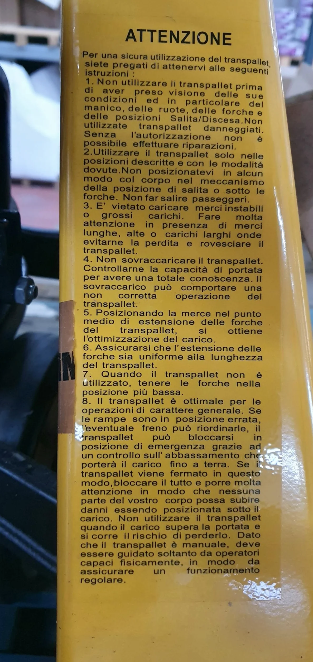 TRANSPALLET MANUALE PORTATA KG 2500 FORCHE LUNGHE LTF 059500010IN
