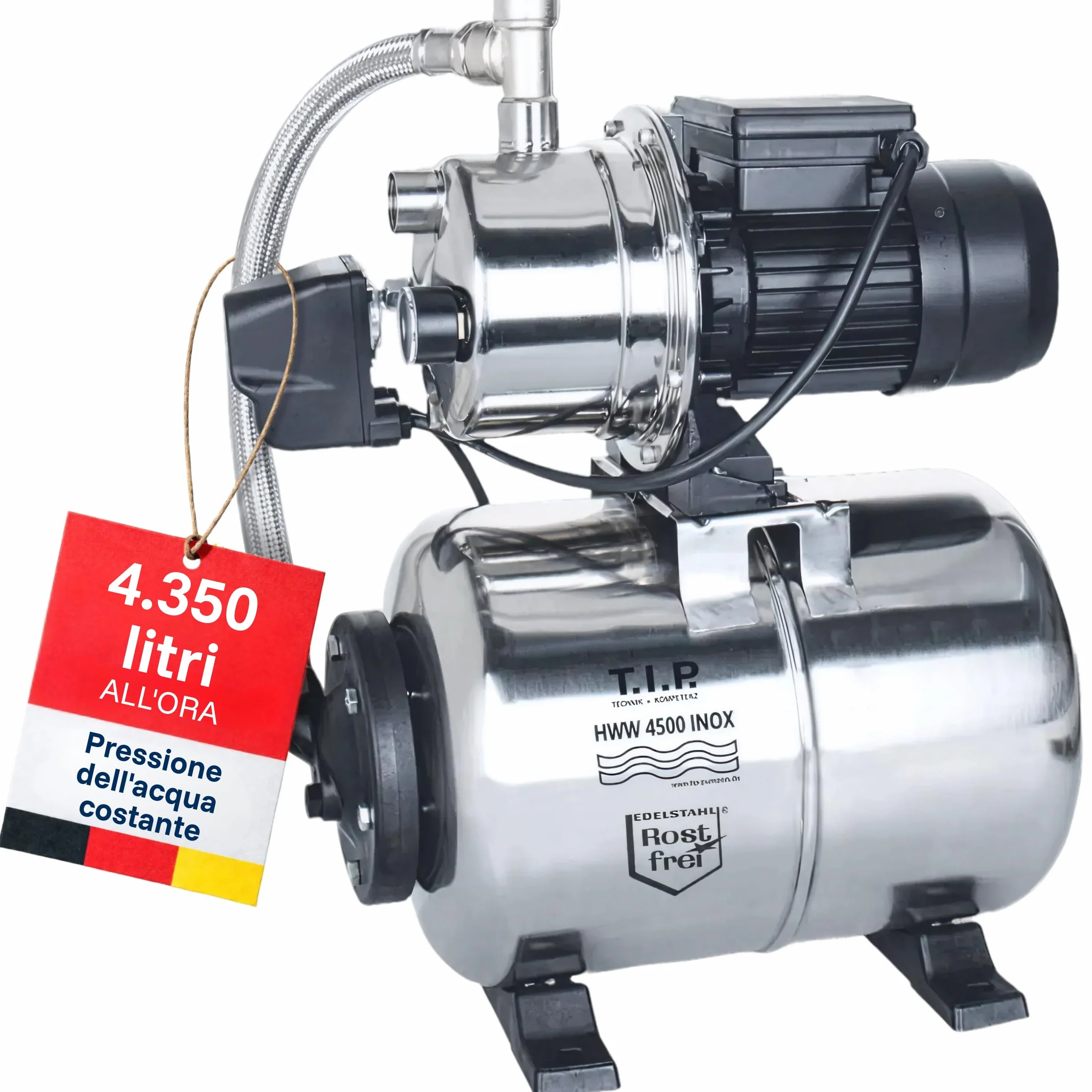 T.I.P. 31140 HWW 4500 Inox Sistema idrico Domestico Argento, (L x P x A) 480 x 280 x 560 mm