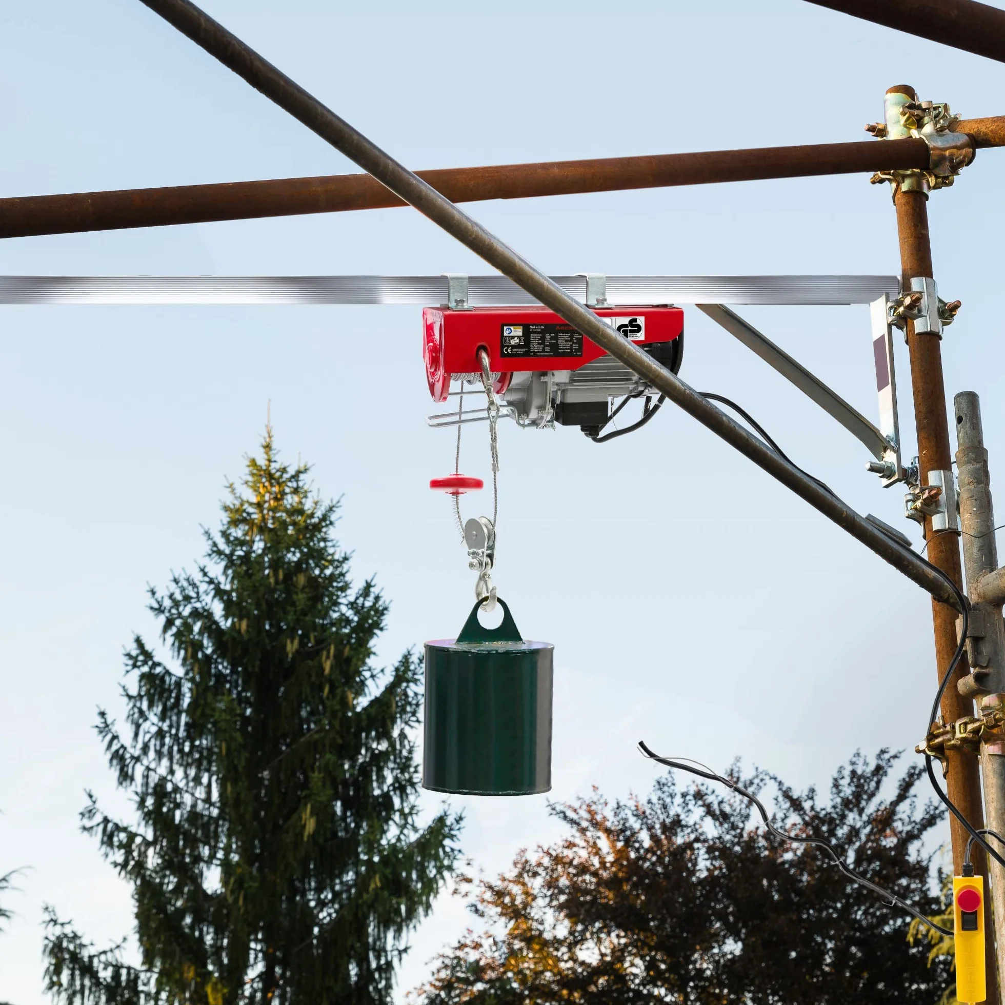 Arebos Paranco Elettrico | 200/400 kg | 1000W | Verricello Elettrico | Montacarichi Paranchi Elettrici con Telecomando | altezza di sollevamento 12m | Verricellomontacarichi di Sollevamento
