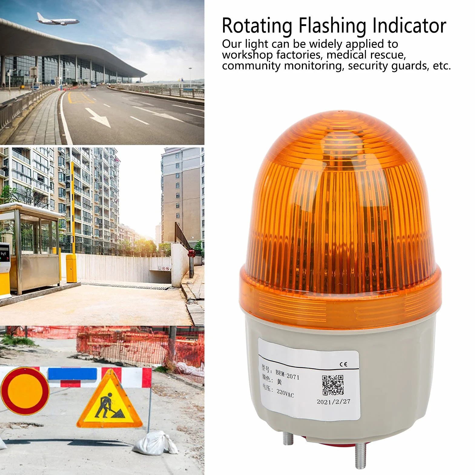 Luce Lampeggiante a LED Rotante 220V AC Spia Luminosa Arancia Attrezzatura di Allarme Luce di Emergenza
