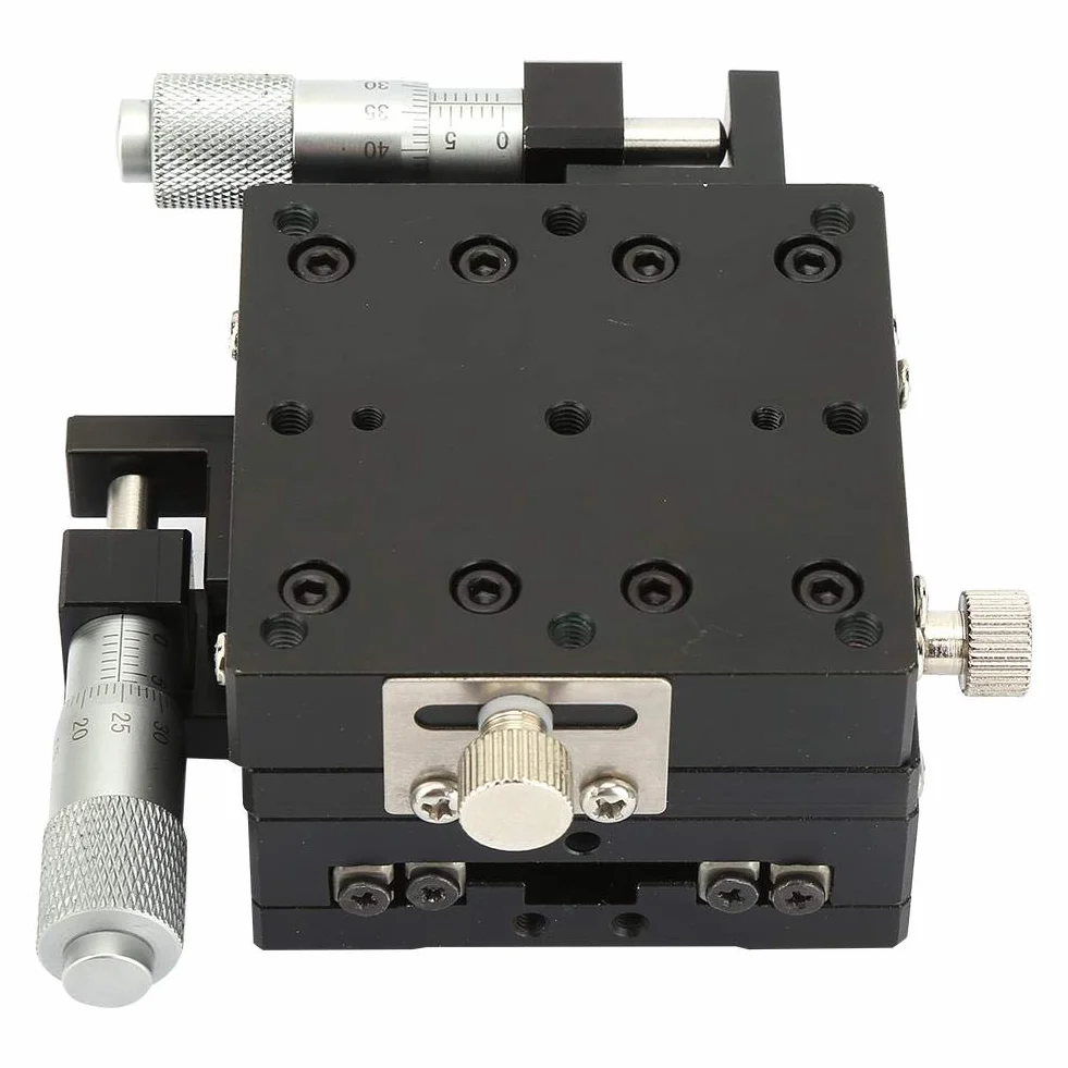 Fase lineare, 60x60x40mm SEMY60-AS Micrometro manuale Tavolo scorrevole Slide Piattaforma a rulli incrociati Fase lineare Adatto per ispezione di precisione in laboratorio, Fasi lineari manuali
