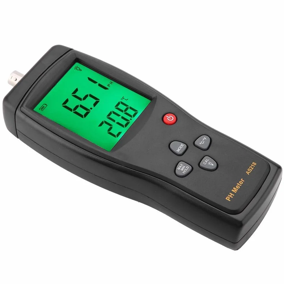 Misuratore di PH Digitale, Smart Sensor AS218 Misuratore di PH Digitale Tester Test Acqua di Qualità 0.00~14.00 Ph Strumento di Misurazione Dell'umidità con Scatola E Sonda