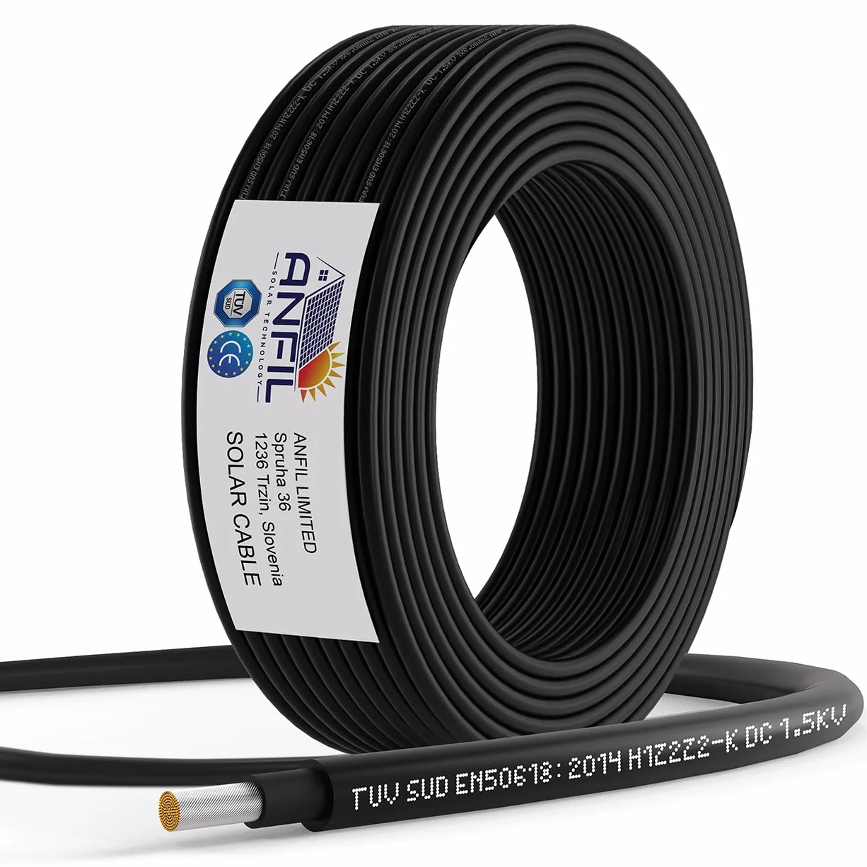 Cavo di Prolunga Solare ANFIL® 4mm² – Cavo per Pannelli Solari Fotovoltaici Rosso e Nero – 1800V DC – Doppio Isolamento, Alta Qualità, Resistente ai Raggi UV e alle Intemperie (Nero, 100m)