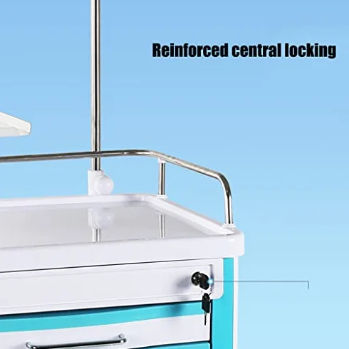 Carrello mobile di emergenza con accessori essenziali per uso ospedaliero e clinico