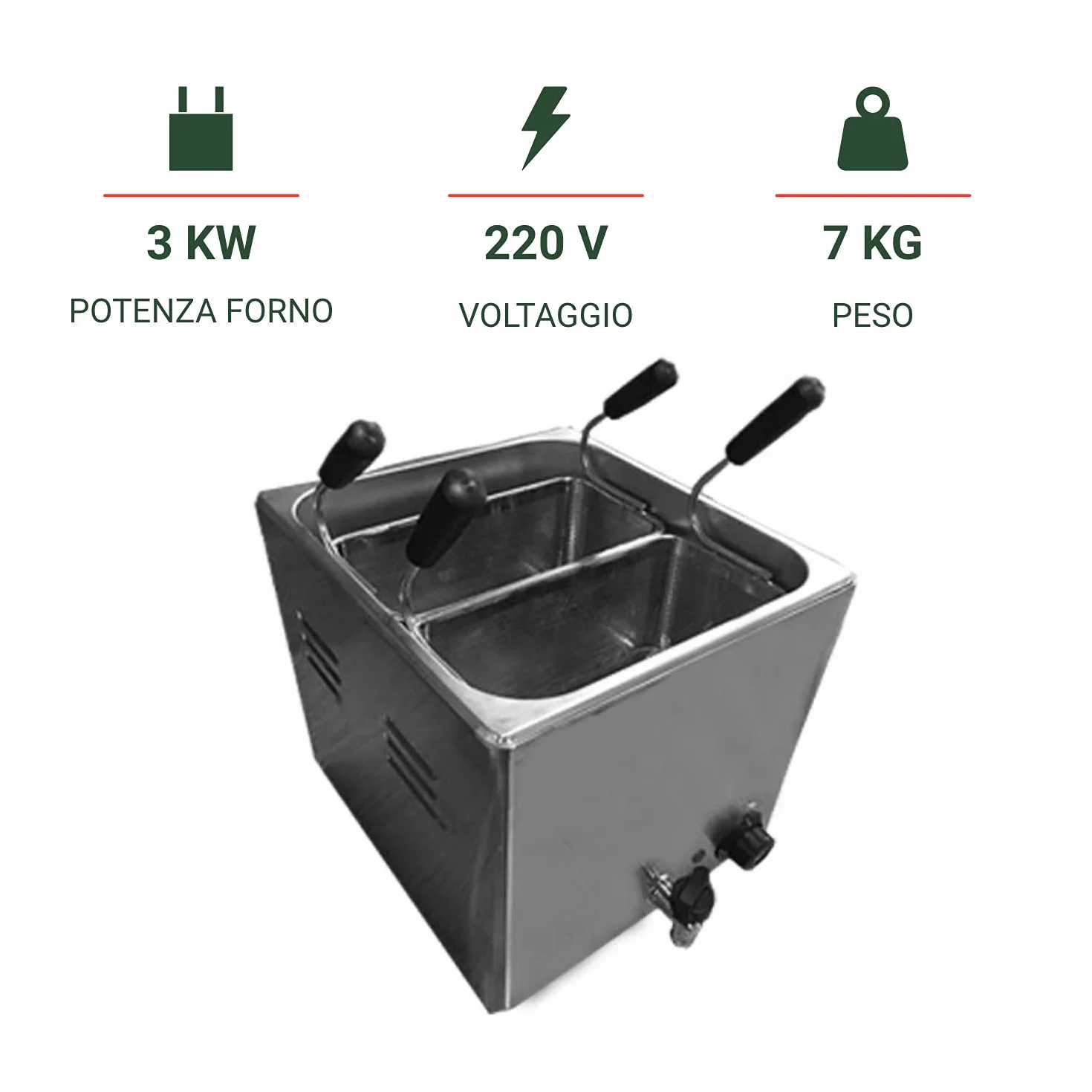 Ristoattrezzature Cuocipasta Elettrico - Da Banco - 2 cestelli