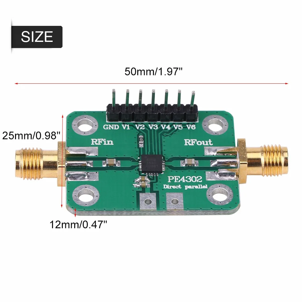PE4302 Attenuatori a Radiofrequenza SMA Connettore Femmina 0.5dB 6Bit DC 5V 1MHz-4GHz