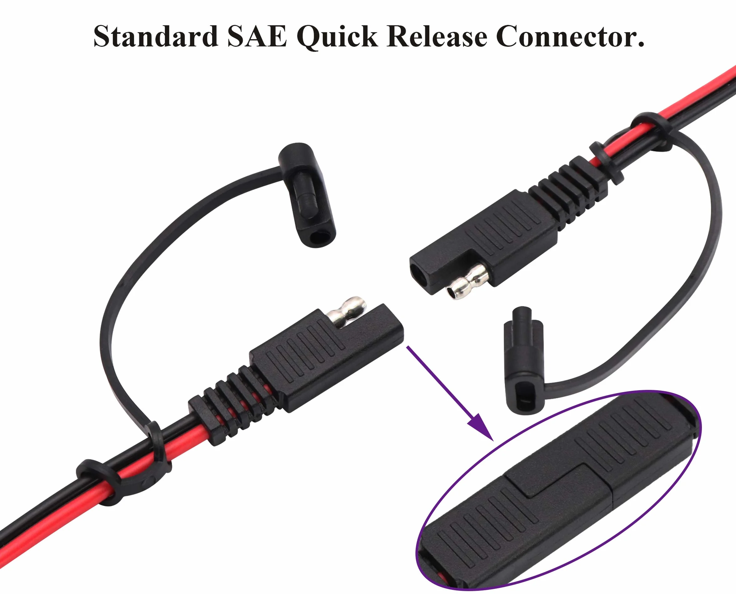 CC a SAE Cavo Spina SAE a CC 5,5 mm x 2,1 mm Adattatori Maschio Cavi per Pannelli Fotovoltaici per Autoveicoli Pannelli Batteria Solare Cavi di Collegamento(0,5M/1,5 Piedi-2 Pezzi)
