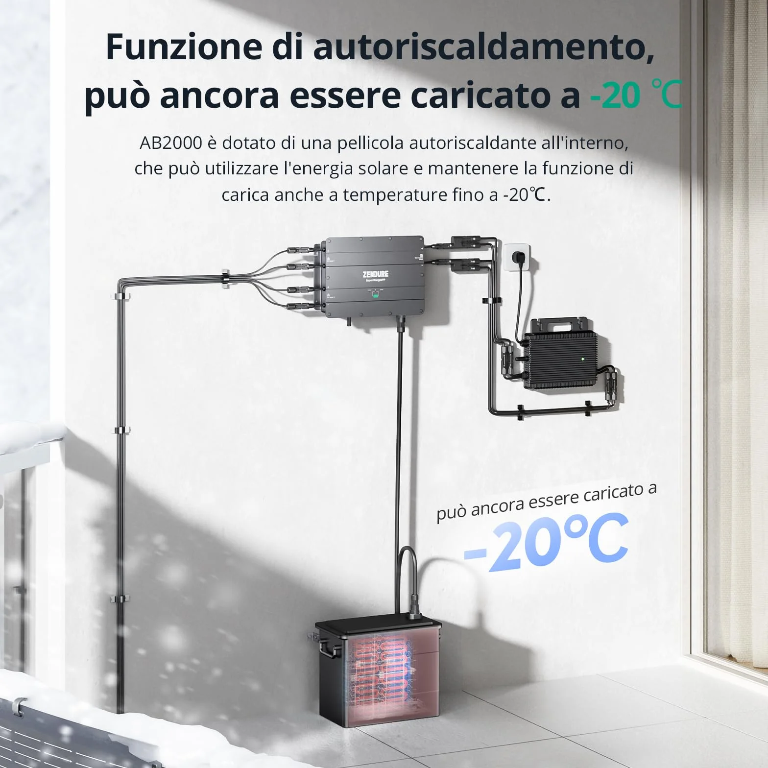 Zendure SolarFlow AB2000 Impianto fotovoltaico da balcone 1920Wh LiFePo4 IP65 800W 1200W