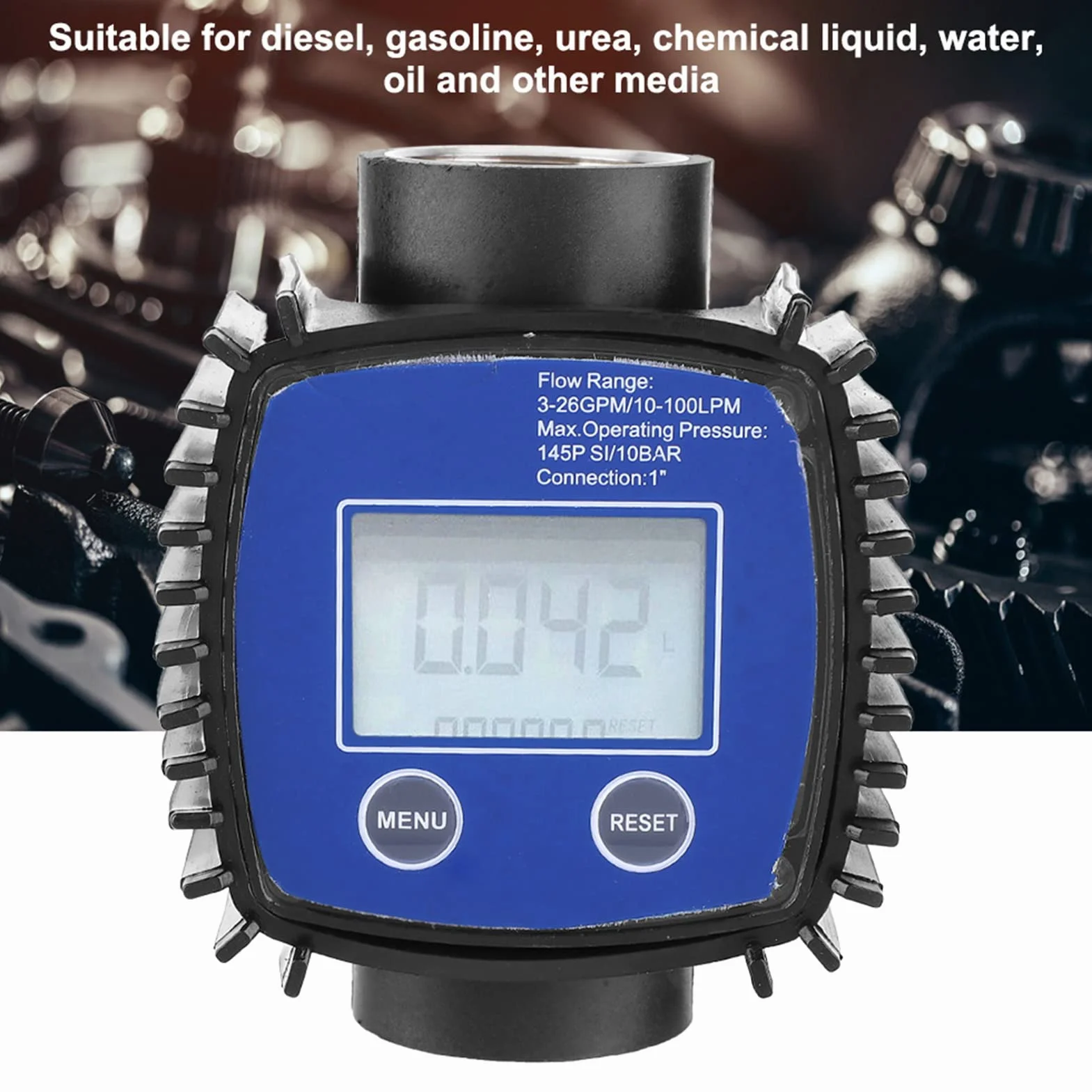 Misuratore di Portata Universale con Schermo LCD, Digitale Ad Alta Precisione 1%, Turbina di Liquido 1in/Out per Acqua, Olio