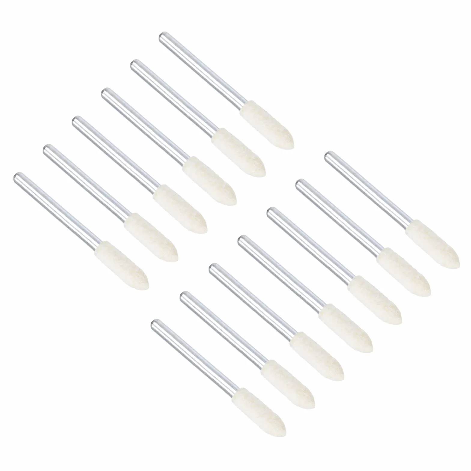 Lana Feltro Montato Lucidatura Punte Diametro 4mm 1/8" Gambo Conico Lucidatura Testa 24pz