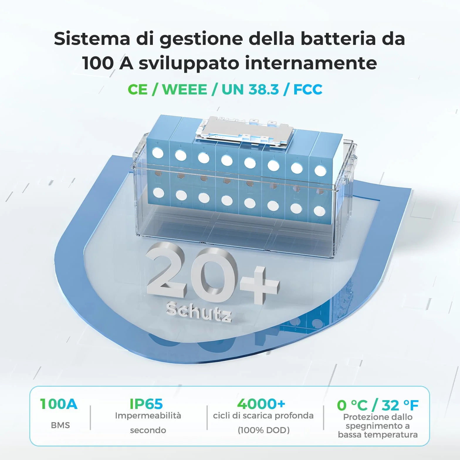 Dyness Batteria Litio LiFePO4 24V 100Ah con 100A BMS e Protezione Bassa Temperatura, Batteria 24V per Fotovoltaico Accumulo, Barche da Pesca Bass, Sistemi di Energia Rinnovabile, Camper (RV), Off-Grid