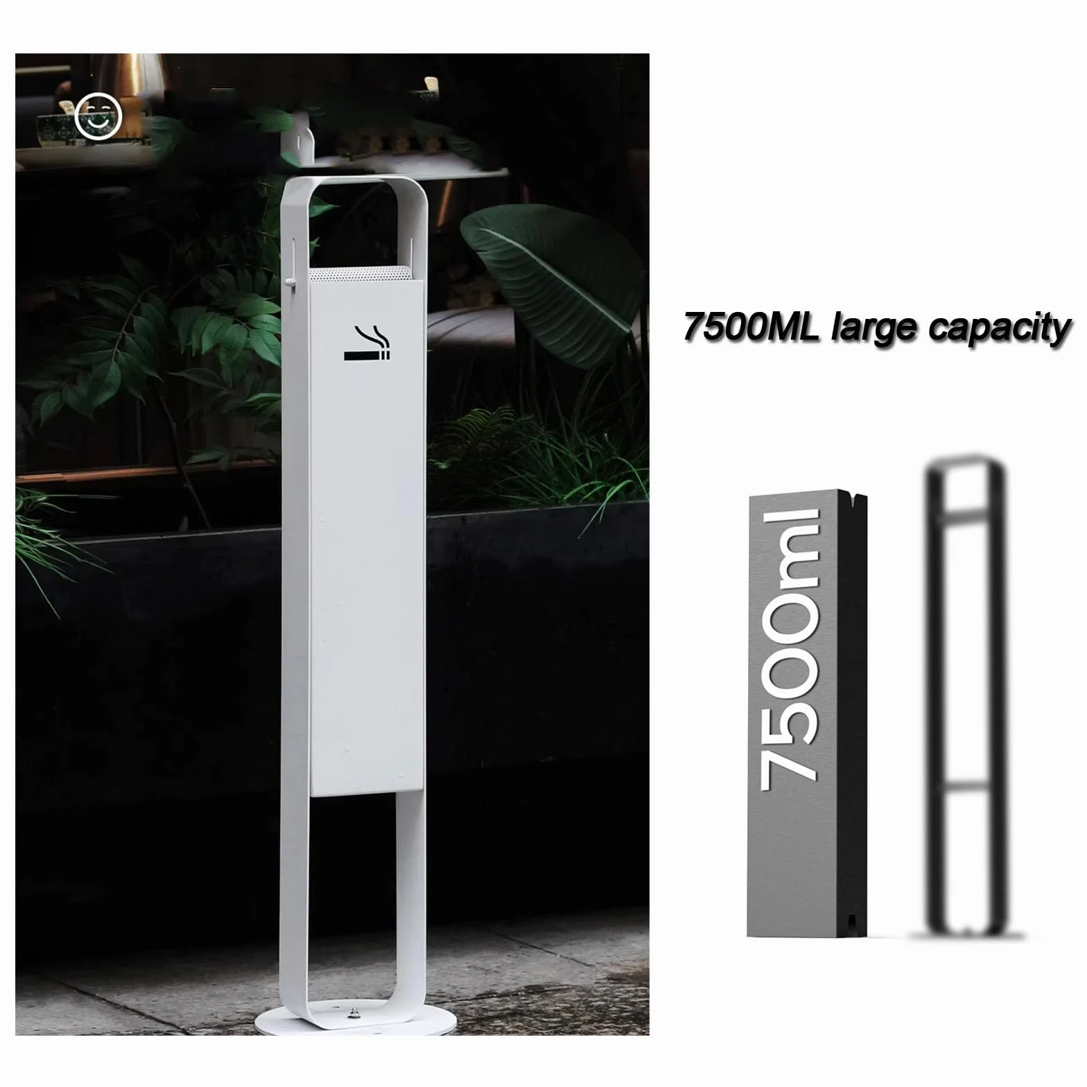 Posacenere in acciaio inox – Posacenere da esterno con apertura su un lato, ideale per cortili, cortili e spazi pubblici