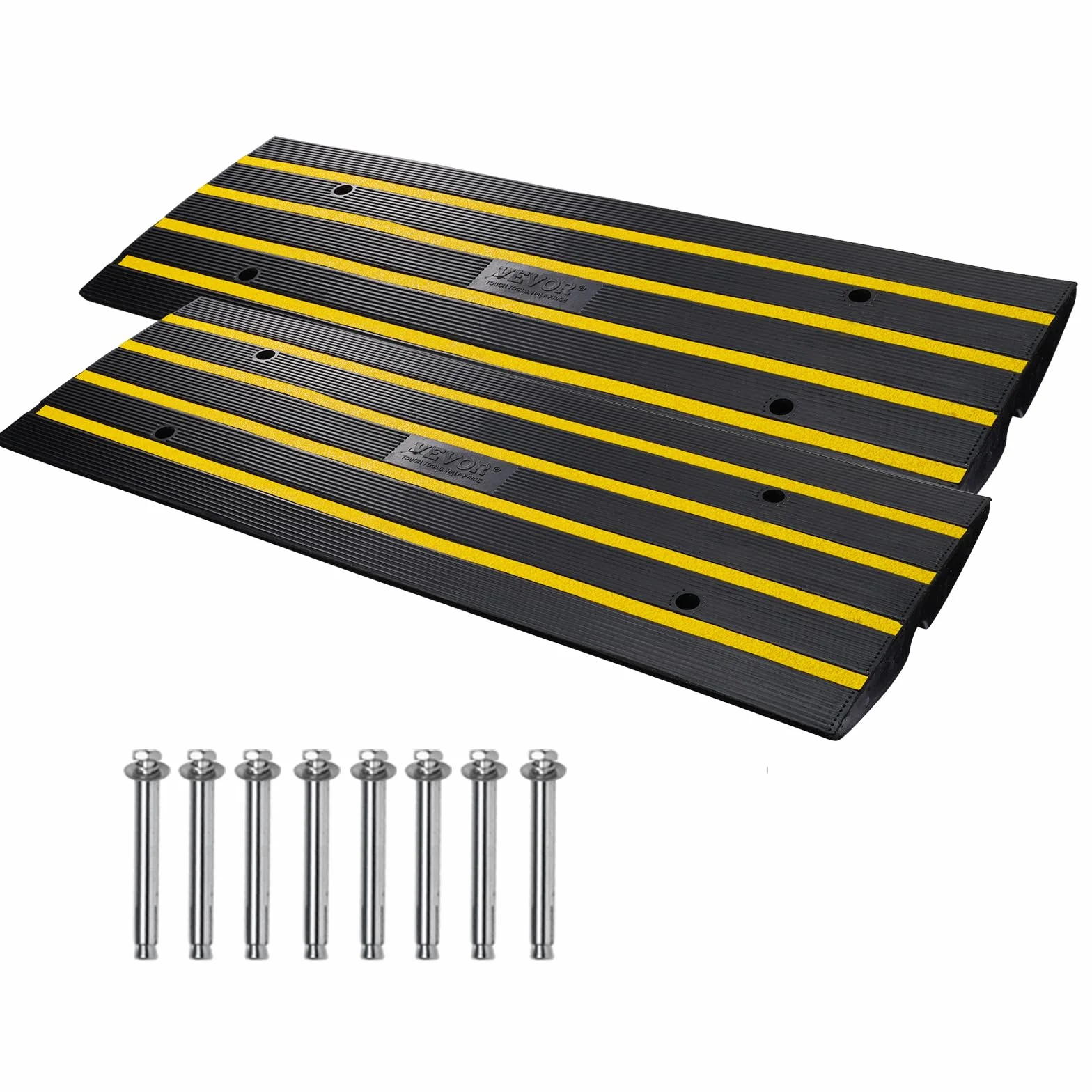 VEVOR Rampa Soglia Altezza 6,5 ​​cm Rampe da Marciapiede in Gomma 2 Pezzi Capacità Carico 15 Tonnellate Rampa Accesso per Sedia a Rotelle Antiscivolo Estensibile per Porta d'Ingresso 122x40,5x6,5 cm
