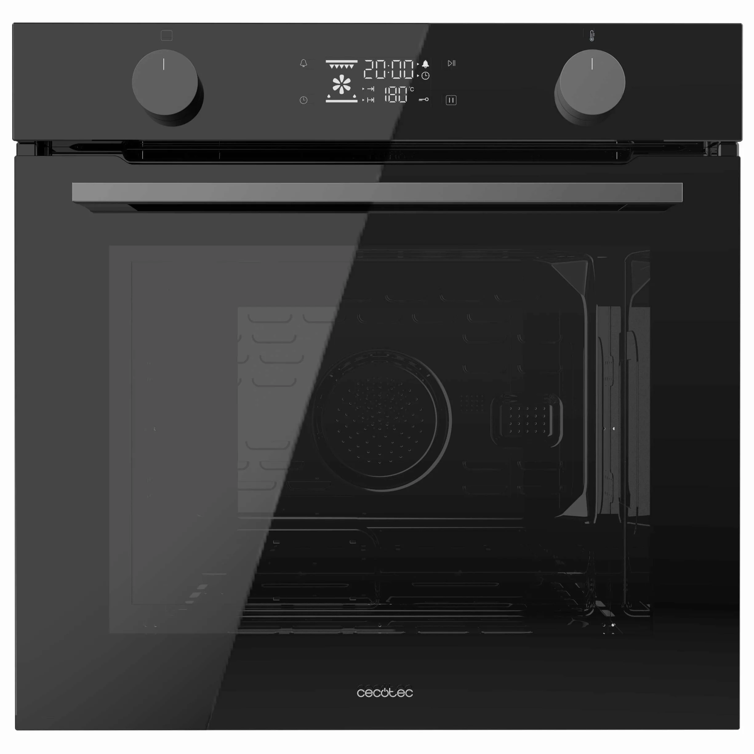 Cecotec Forno da Incasso Multifunzione Pirolitico Bolero Hexa P526000 Glass Black A. 2800W, 73L, 9 funzioni: Defrost, Convenzionale, Grill, Pirolisi. Display Touch, Cooling Fan, Porta Vetro, Classe A