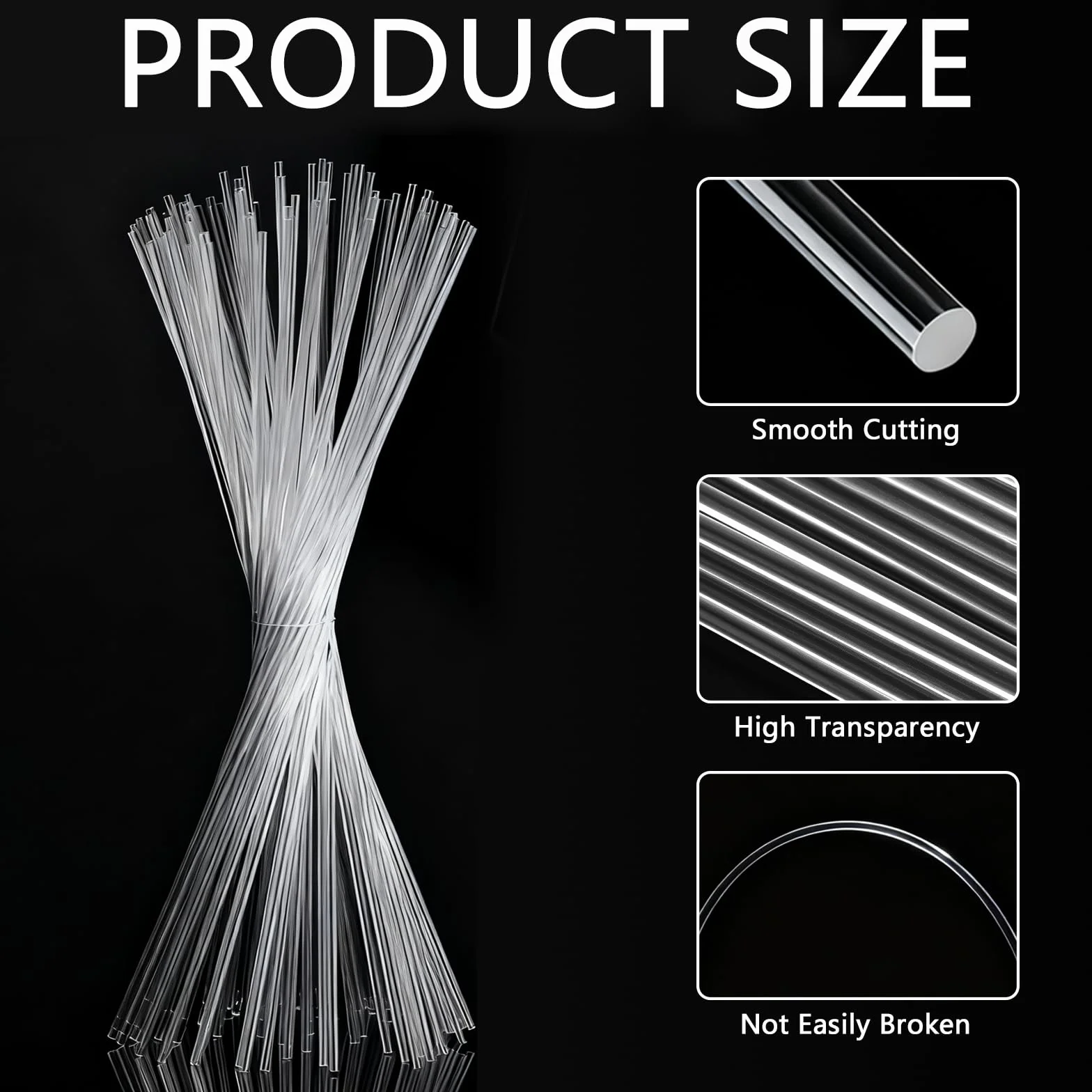 3mm x 300mm Pręty Acrylowe Przezroczyste PMMA Okrągłe 12 sztuk Zestaw do Modelarstwa i Dekoracji