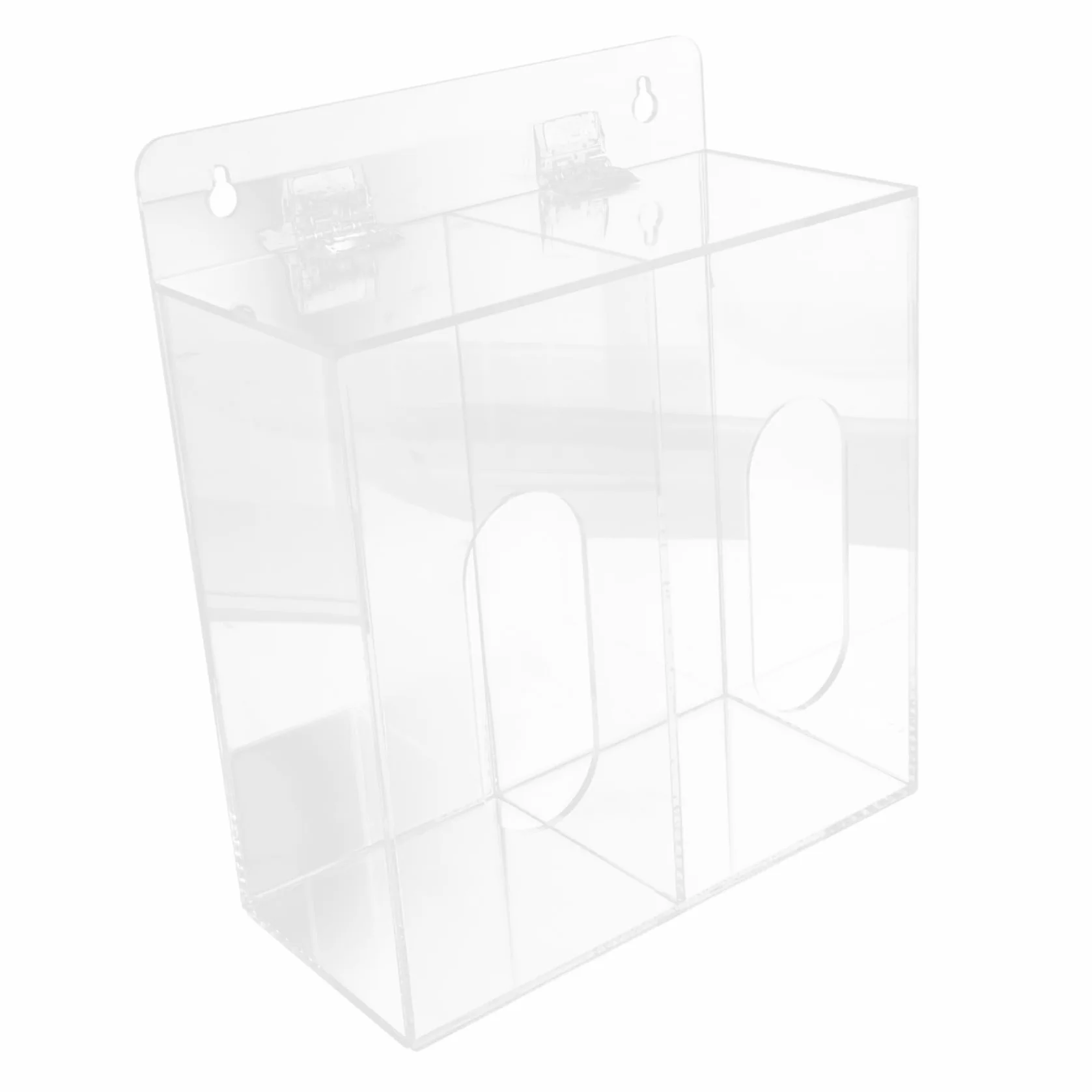 Dispenser da Parete in Acrilico per Maschere e Guanti con Due Scomparti, Contenitore Multifunzione Trasparente per Facile Accesso in Ambienti Professionali e Laboratori