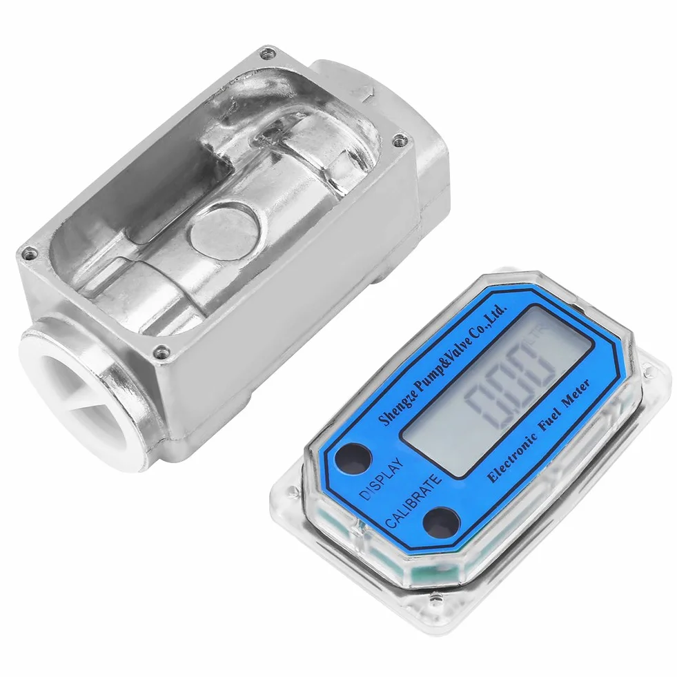 Yosoo Health Gear Misuratori di Portata Digitali A Turbina 1'' Benzina Cherosene Acqua Liquido Blu