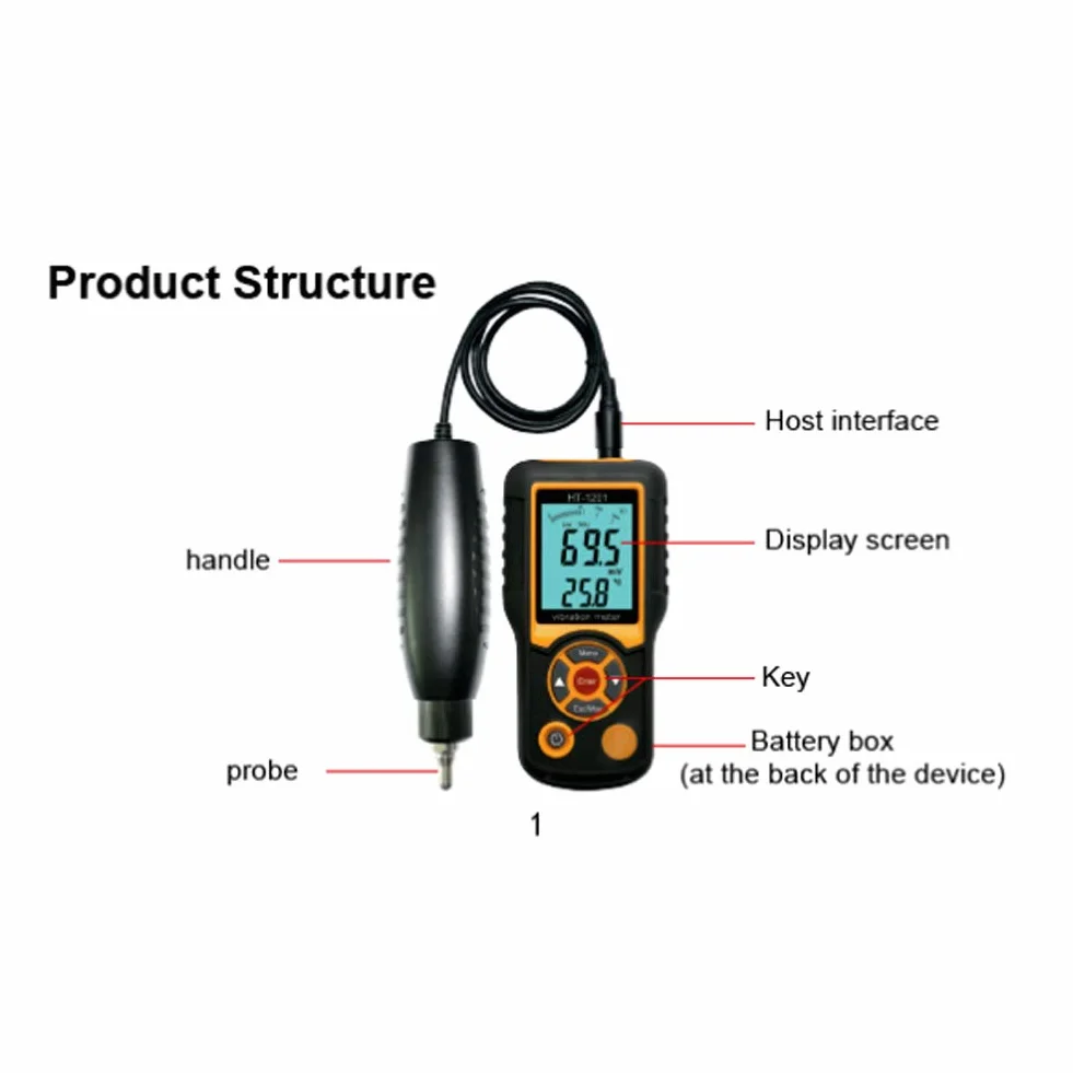 aqxreight Digital Split Tipo Vibration Meter Tester Acceleration Sensor per Misurazioni Accurate in Vari Settori
