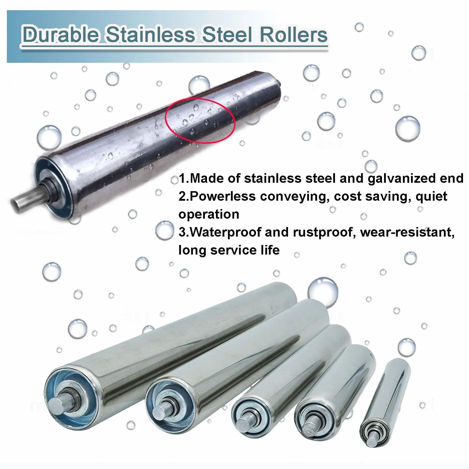 trasportatore rullo Rulli a gravità 8 pezzi, rulli di trasporto non alimentati da 25 32 38 50 60 mm di diametro for la lavorazione del legno, rullo trasportatore in acciaio zincato di ricambio(8 pcs D