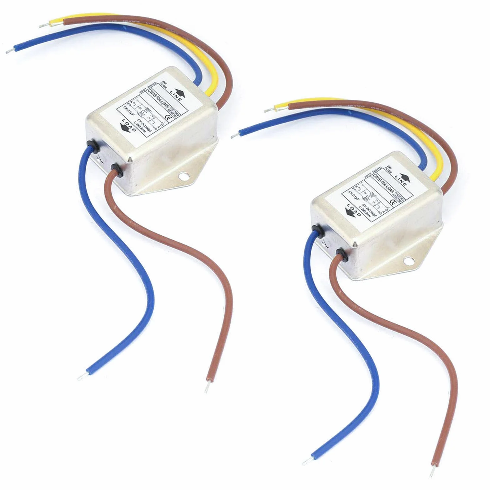 2 pezzi Filtro EMI, CW1B-10A-L (040) Filtro monofase, Filtro di interferenza elettromagnetica 250 V, per la soppressione di disturbi a impulsi continui e intermittenti