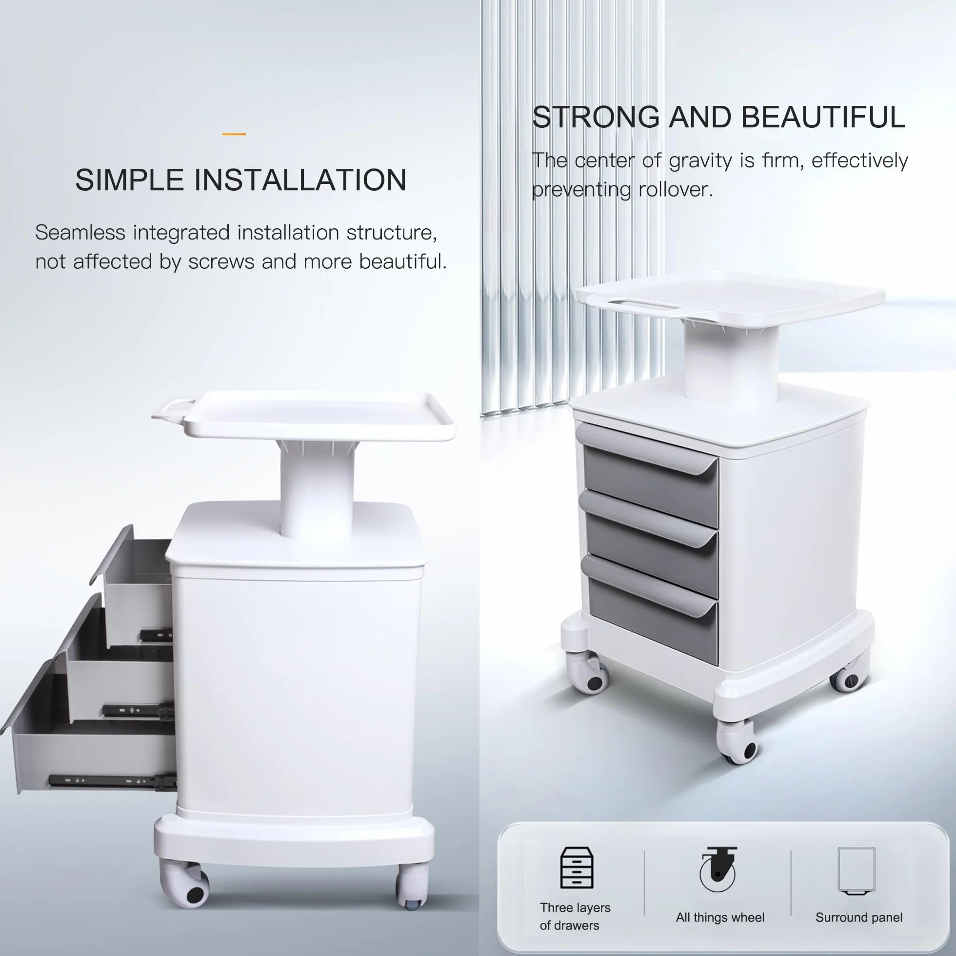 Carrello Professionale con cassetti Carrello Medico con Ruote Carrello con rotelle Carrello Artistico Carrello Medico Carrello di Bellezza per casa Camera da Letto Salone Laboratorio Ospedale
