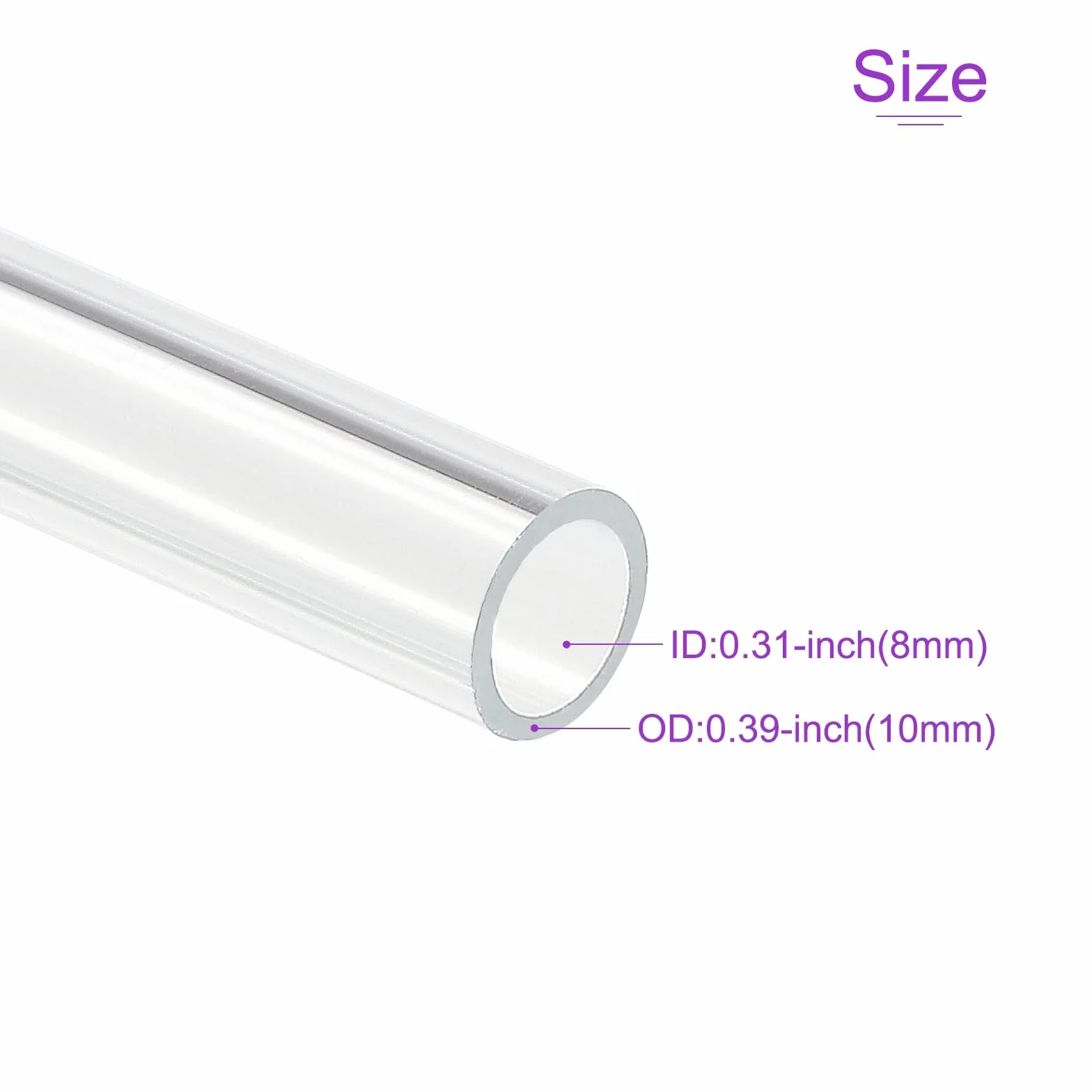 DMiotech 4Pz Tubo in Plastica Rigida di Acrilico Trasparente 8mm x 10mm (5/16" x 3/8") 10" per Tubi Acqua Acquario, Sistemi di Raffreddamento ad Acqua, Idraulica