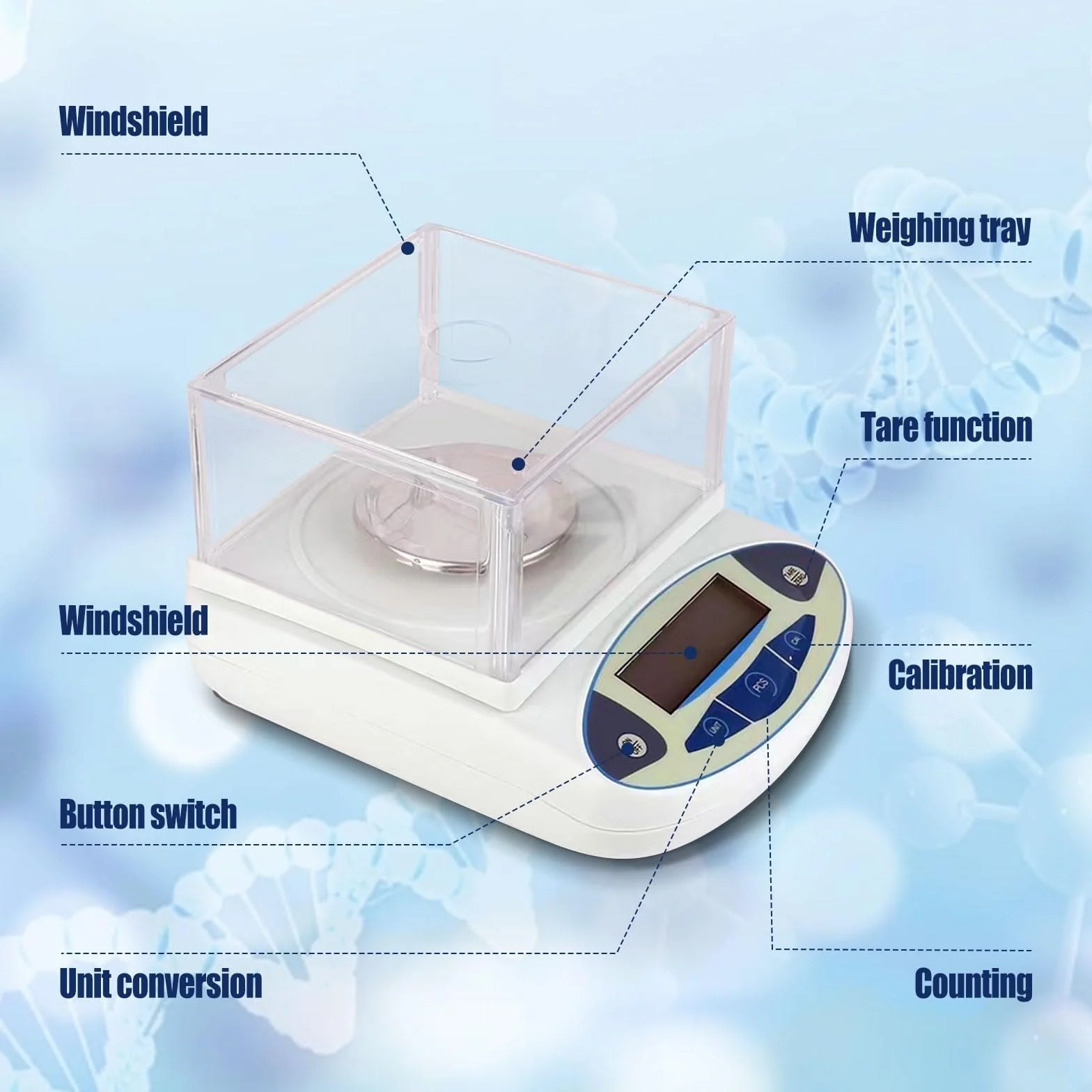 X&Z-XAOY Bilancia da Laboratorio 500g&0.001g Bilancia Elettronica Ad Alta Precisione Bilancia Analitica Digitale con Parabrezza E Peso Standard da 200 G Bilancia Scientifica Elettronica Accurata