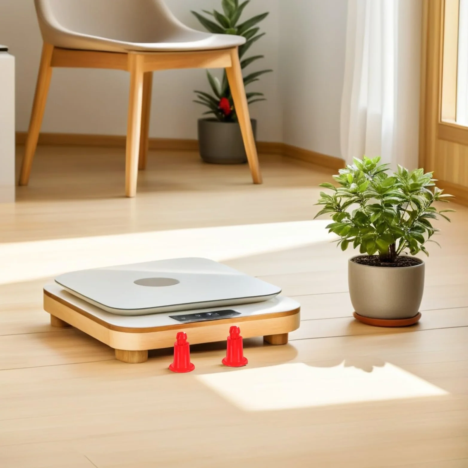 KOMBIUDA 20 Pezzi Supporto in Plastica Rossa per Bilancia Elettronica da Cucina, Piedini Livellanti Antiscivolo per Vassoio Bilancia Fino a 30 Kg