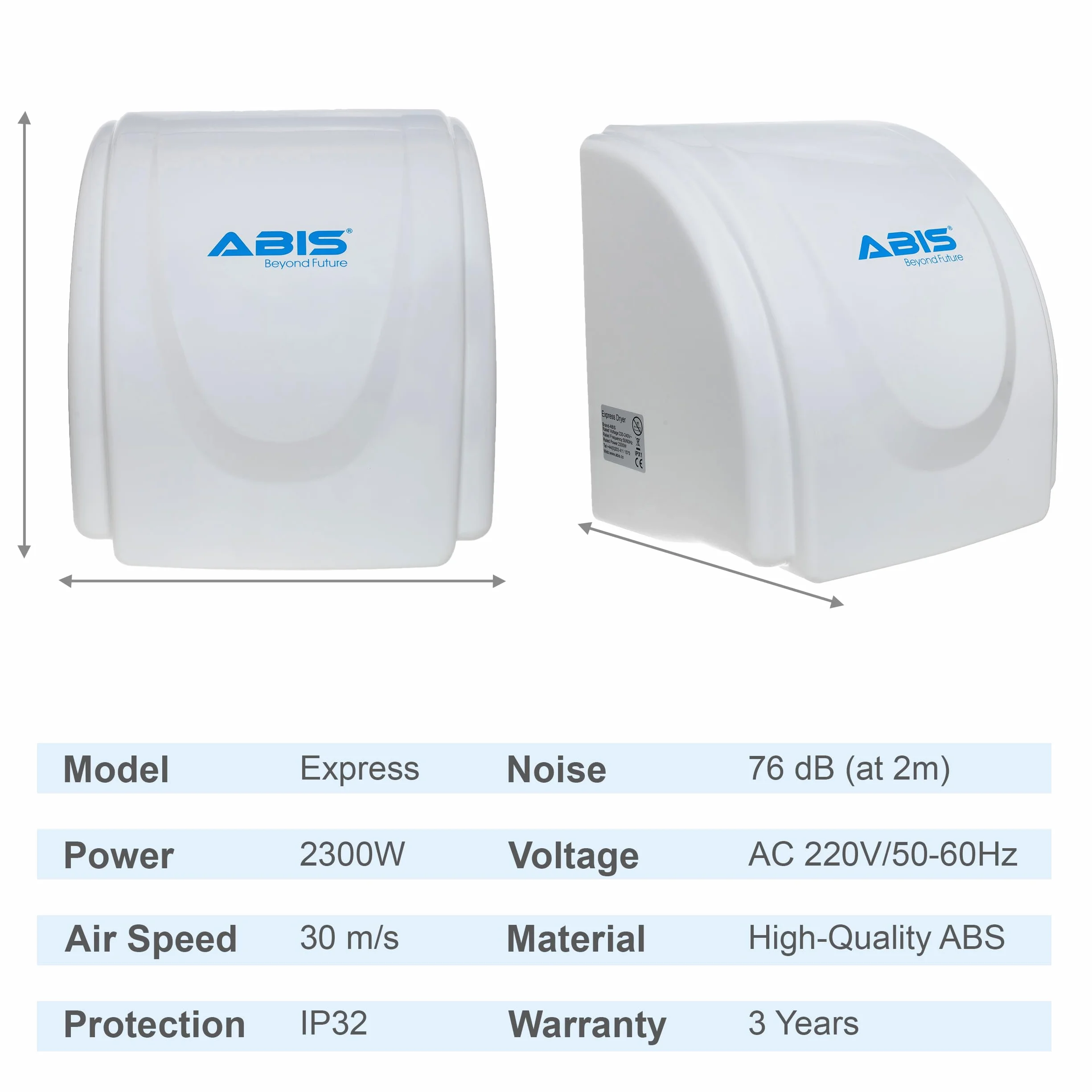 ABIS Asciugamani Elettrico - Asciugamani Elettrico Sensore Automatico Commerciale Efficiente Ottimo per Bagni Garanzia 3 Anni