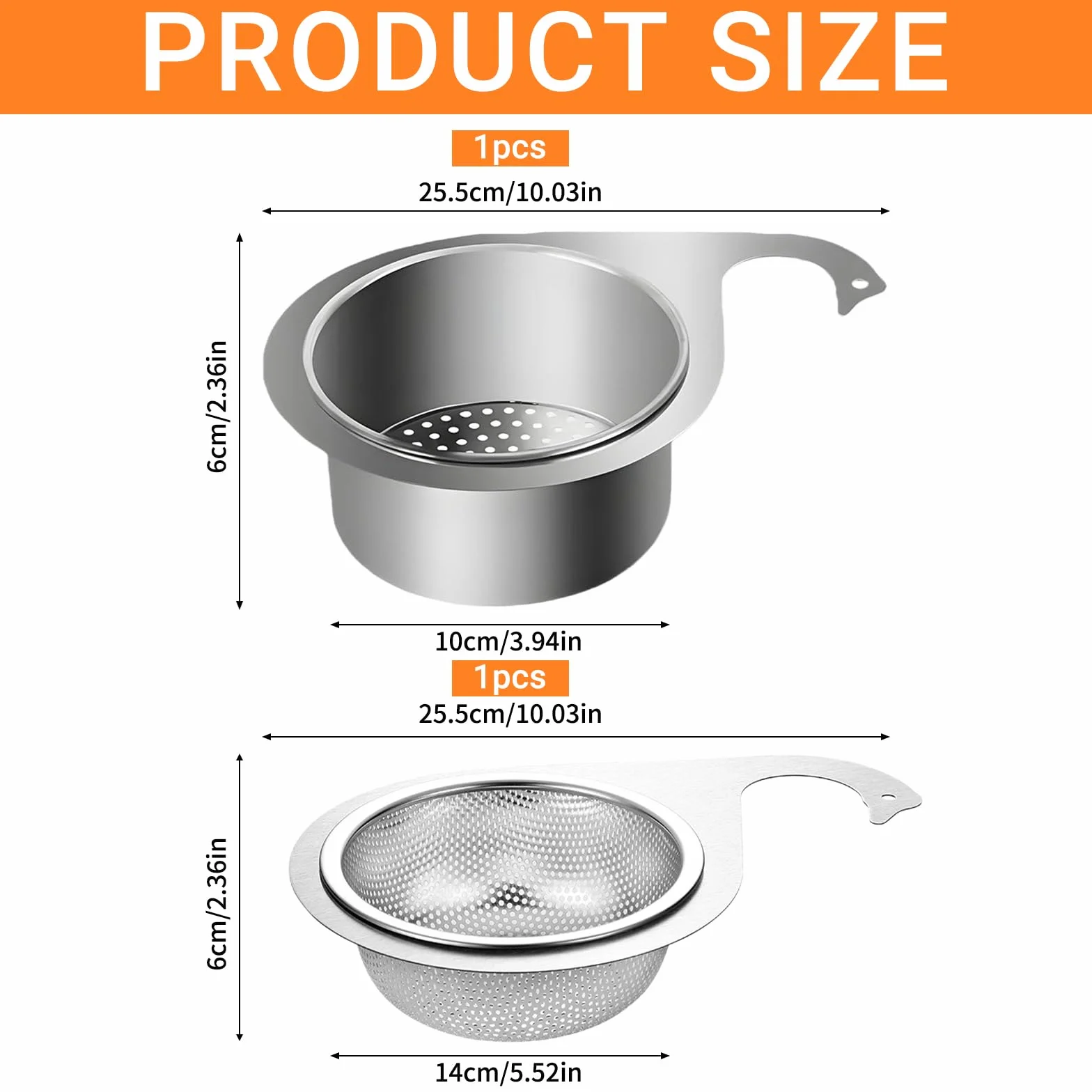 Stainless Steel Swan Sink Strainer Basket,Cestello Filtro per Lavello da Cucina Swan in Acciaio Inossidabile,Cestello per Lavello in Acciaio Inossidabile,Cestello per Lavello Swan
