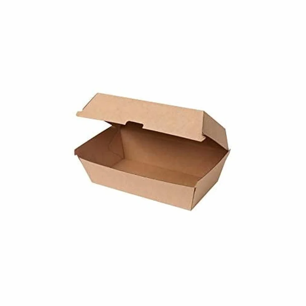 GREENBOX Take Away Scatola in cartone resistente 50 pezzi con coperchio 21,4 x 11,4 x 8,5 cm biodegradabile