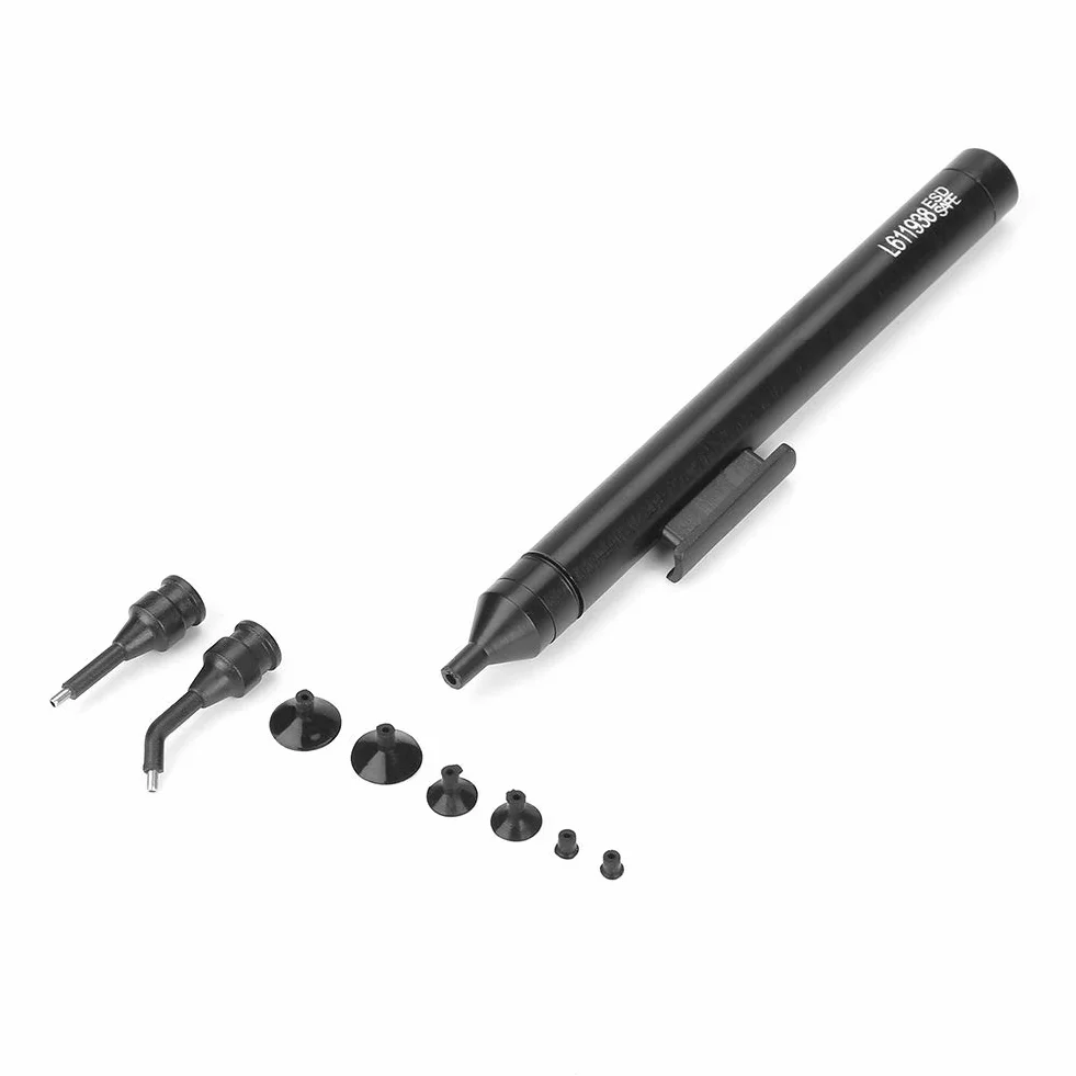 Penna per aspirazione a vuoto, penna per aspirazione manuale a vuoto, kit di strumenti per prelievo con aspirazione a saldare a un pulsante con ventose per IC SMD per piccoli componenti elettronici
