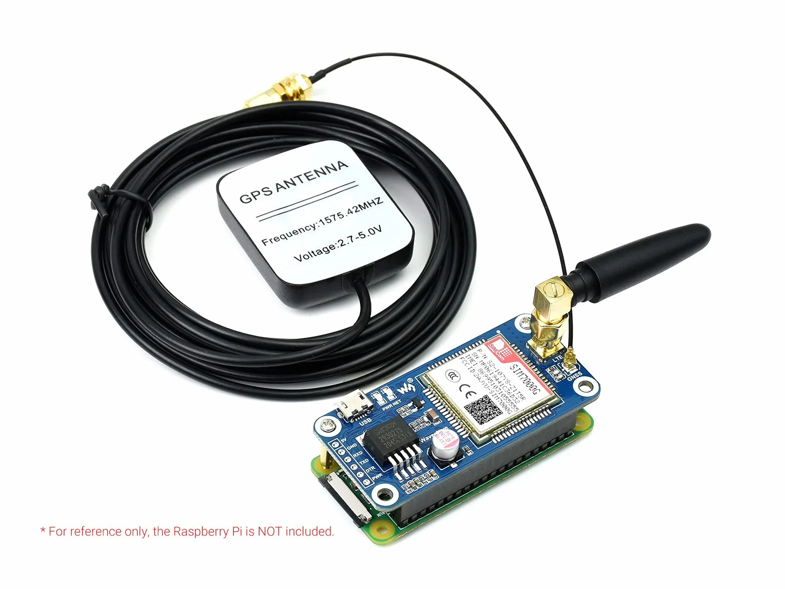 SIM7000G NB-IoT/Cat-M/EDGE/GPRS HAT For Raspberry Pi Series, Low Power Narrow Band Cellular IoT Communication Module,GNSS Positioning, Support Global Band