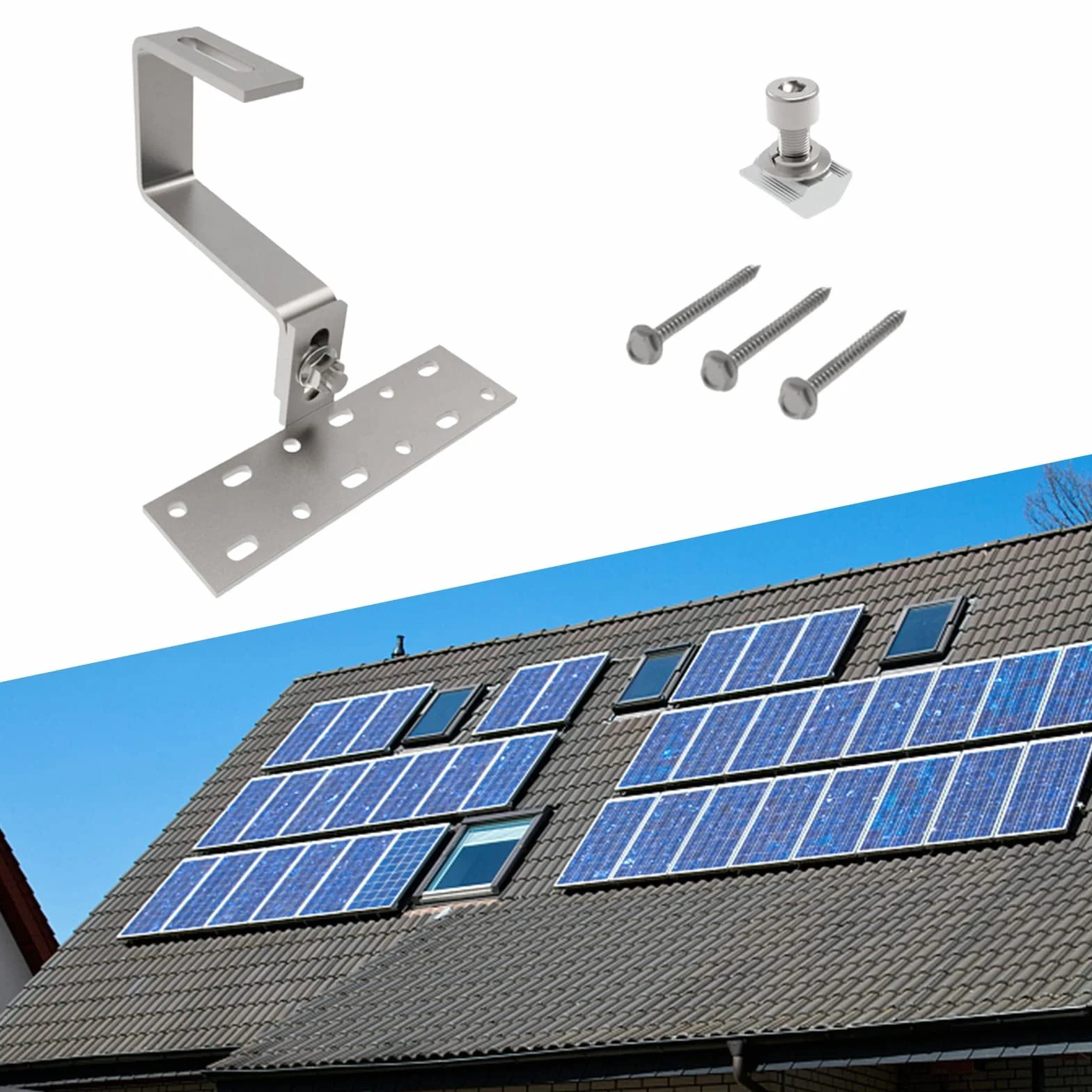 SPORTARC Supporto per tetto a pannello solare, gancio per tetto fotovoltaico regolabile per montaggio superficiale solare fotovoltaico | Staffa per pannello solare per montaggio pannelli solari