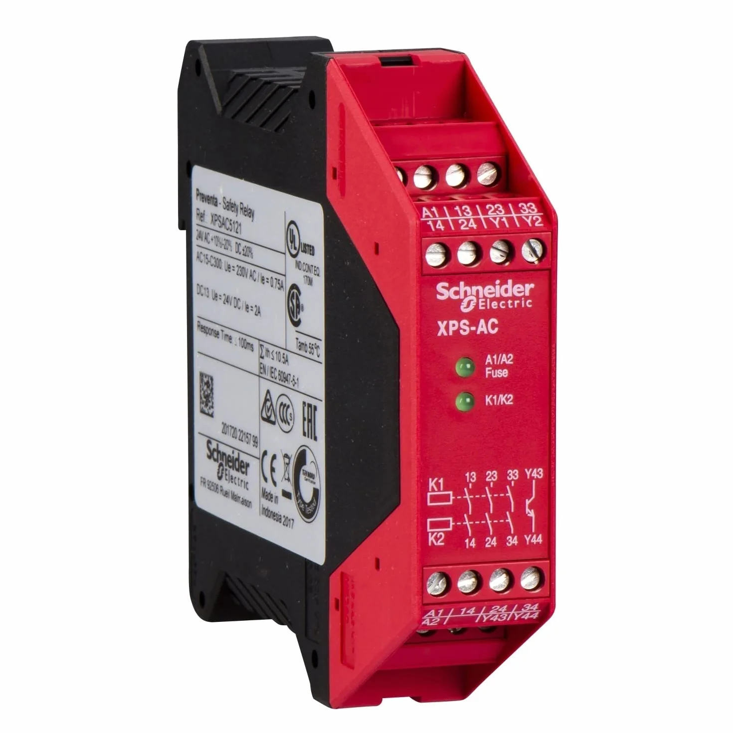 Schneider XPSAC5121 Modulo Sicurezza 3No Cat3, Bianco