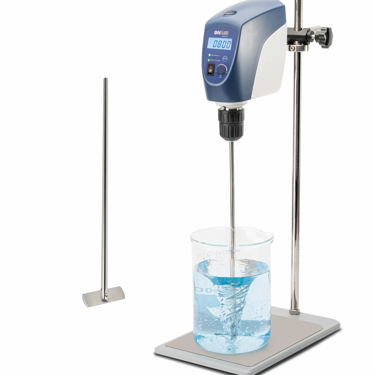 ONiLAB Agitatore digitale LCD con testiera, capacità massima di miscelazione 40 l max. 2200 Rpm, bianco, lega di alluminio (supporto incluso)