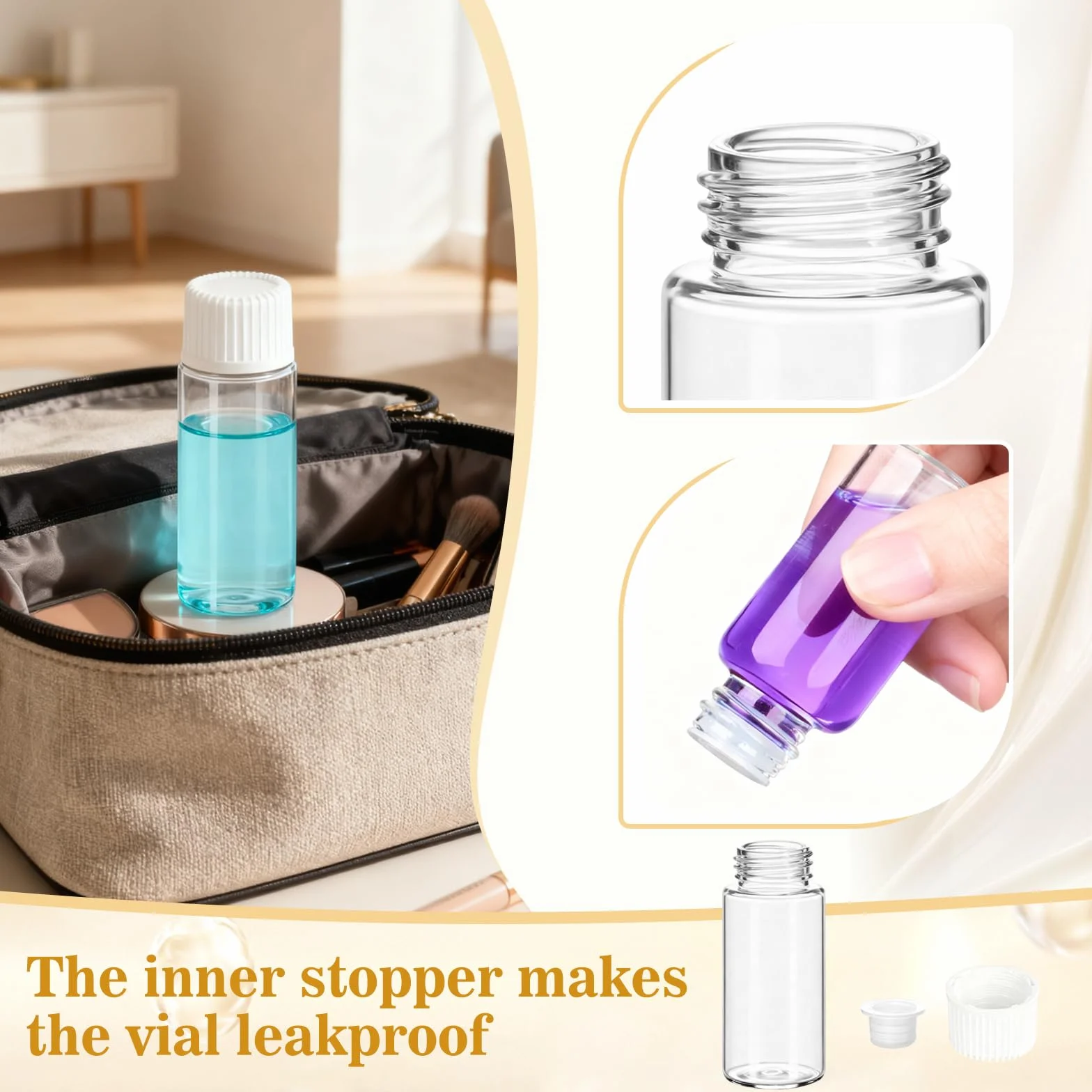 24 Pezzi Piccola Bottiglie di Vetro Campione,5ml Fiale di Vetro Trasparente Essential Oil Sample Glass Bottle Vial con Tappo a Vite in Plastica Contenitore