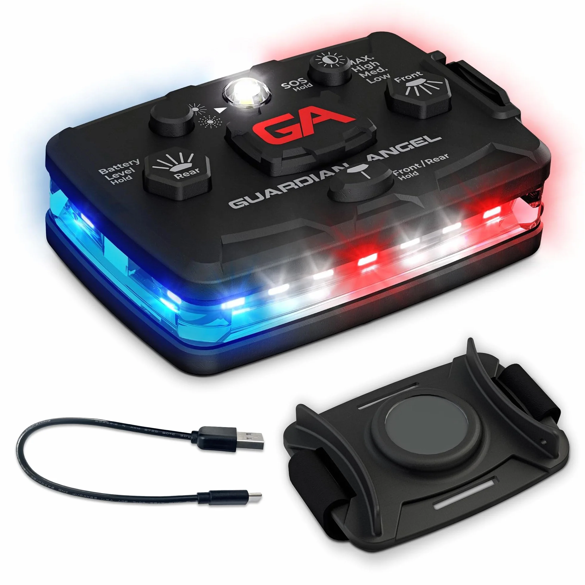 VIVIOO Barra Luminosa di Sicurezza Personale Guardian Angel Elite | Torcia Magnetica a Mani libere per la Sicurezza Notturna, Batteria Ricaricabile a Lunga Durata, ELT-RB, Elite Blu/Rosso