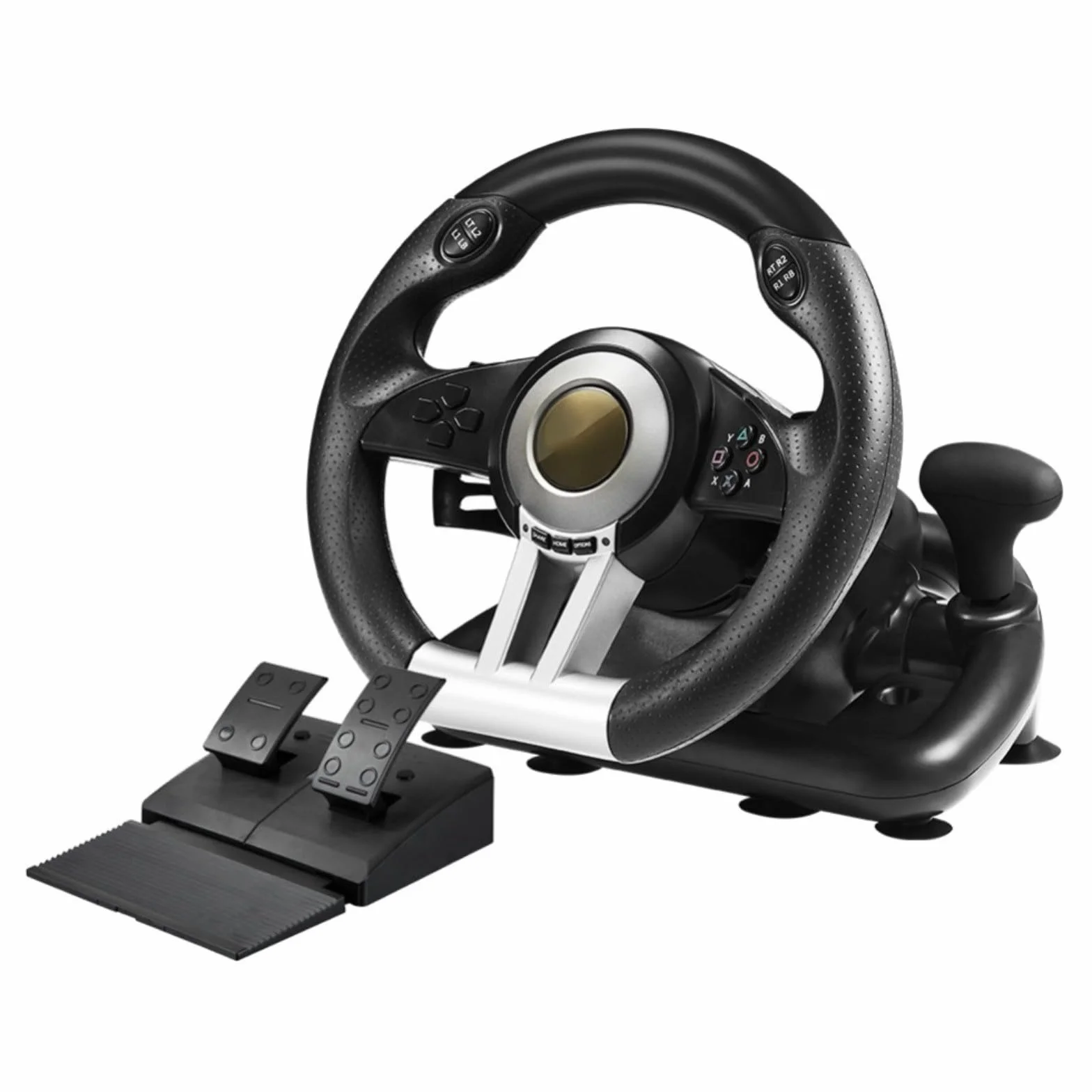 MoSundi Volante da gioco compatibile con PC per Nintendo Switch One, ABS per volante da corsa con pedali, impugnatura ergonomica, giochi di guida (nero)
