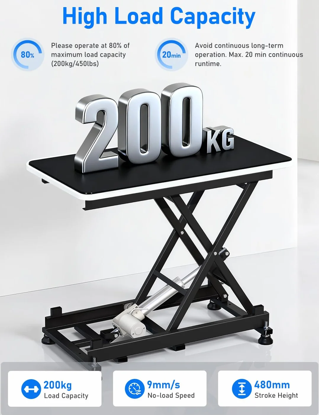 DIHOOL Elettrico Tavolo Sollevatore a Cerniera 200KG Tavolo Sollevatore Laboratorio Auto Officina Altezza Regolabile 195-680MM Alimentazione AC 100-240V e DC 24-30V