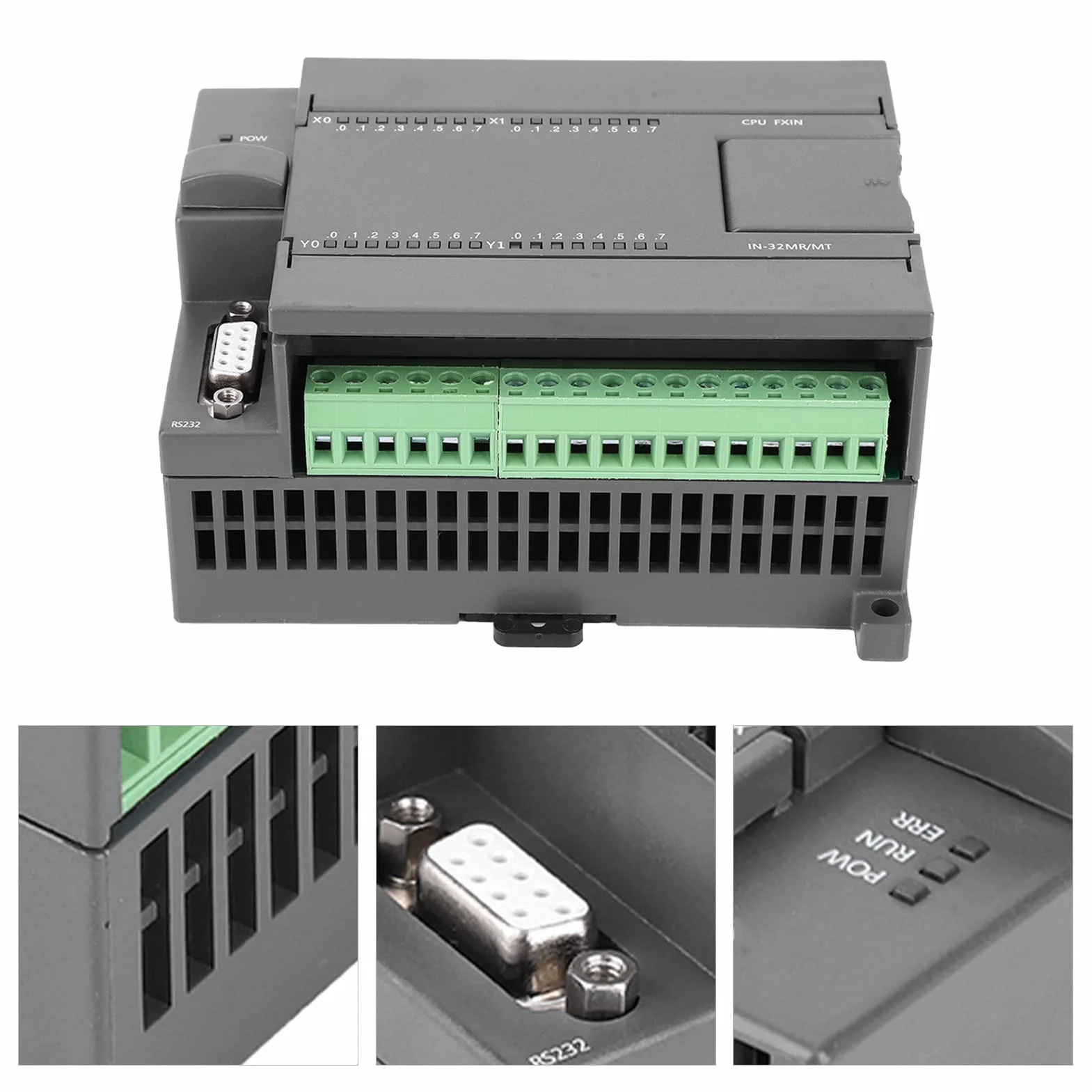 Controller PLC 4 Canali 24V DC, Scheda di Controllo Logico Programmabile 32 Bit MCU, 16 Ingressi 16 Uscite Transistor, Compatibile FX1N-32MT, Impiego Industriale