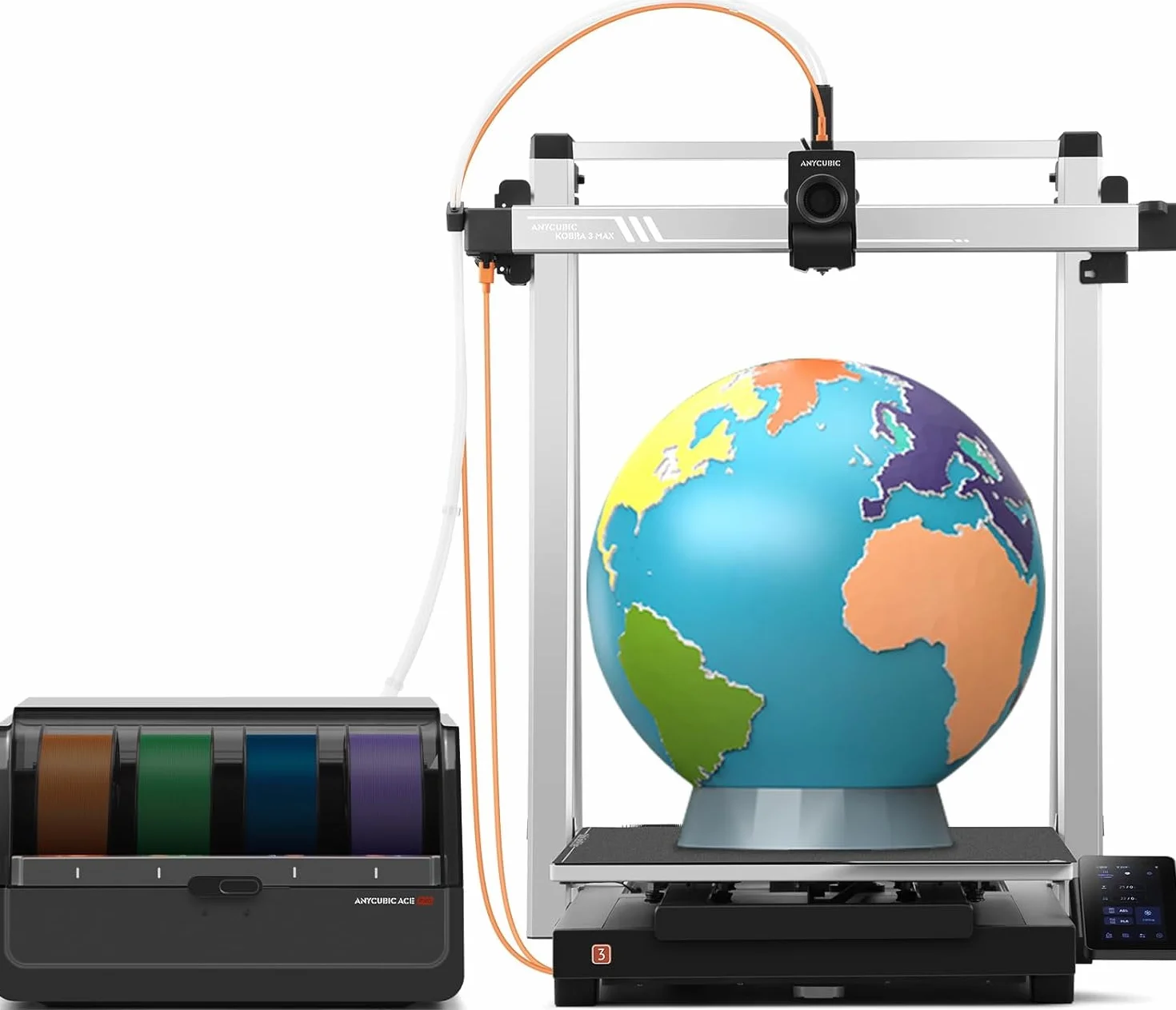 Anycubic Kobra 3 Max Combo Multicolore Stampante 3D, Essiccazione del Filamento Durante la Stampa, Velocità di Stampa di 600 mm/s, Calibrazione Completamente Automatica, Stampa Intelligente