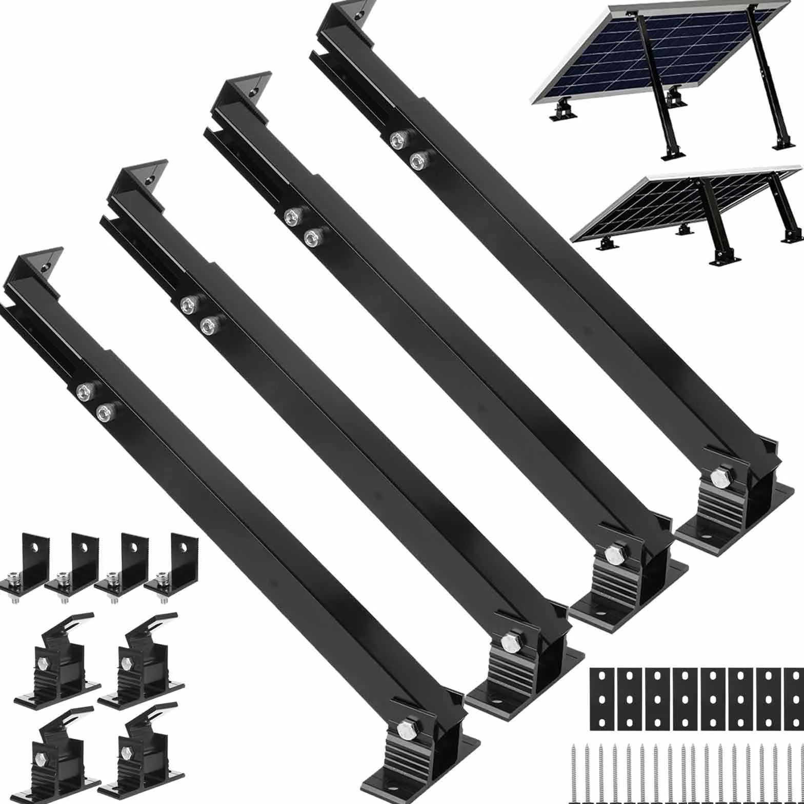 Acrux7 Set di 2 staffe di montaggio per pannello solare in lega di alluminio, regolabili, inclinabili, kit di supporto per pannelli da 50 W, 70 W, 100 W, 150 W, 200 W, 300 W, 400 W, per camper, tetto