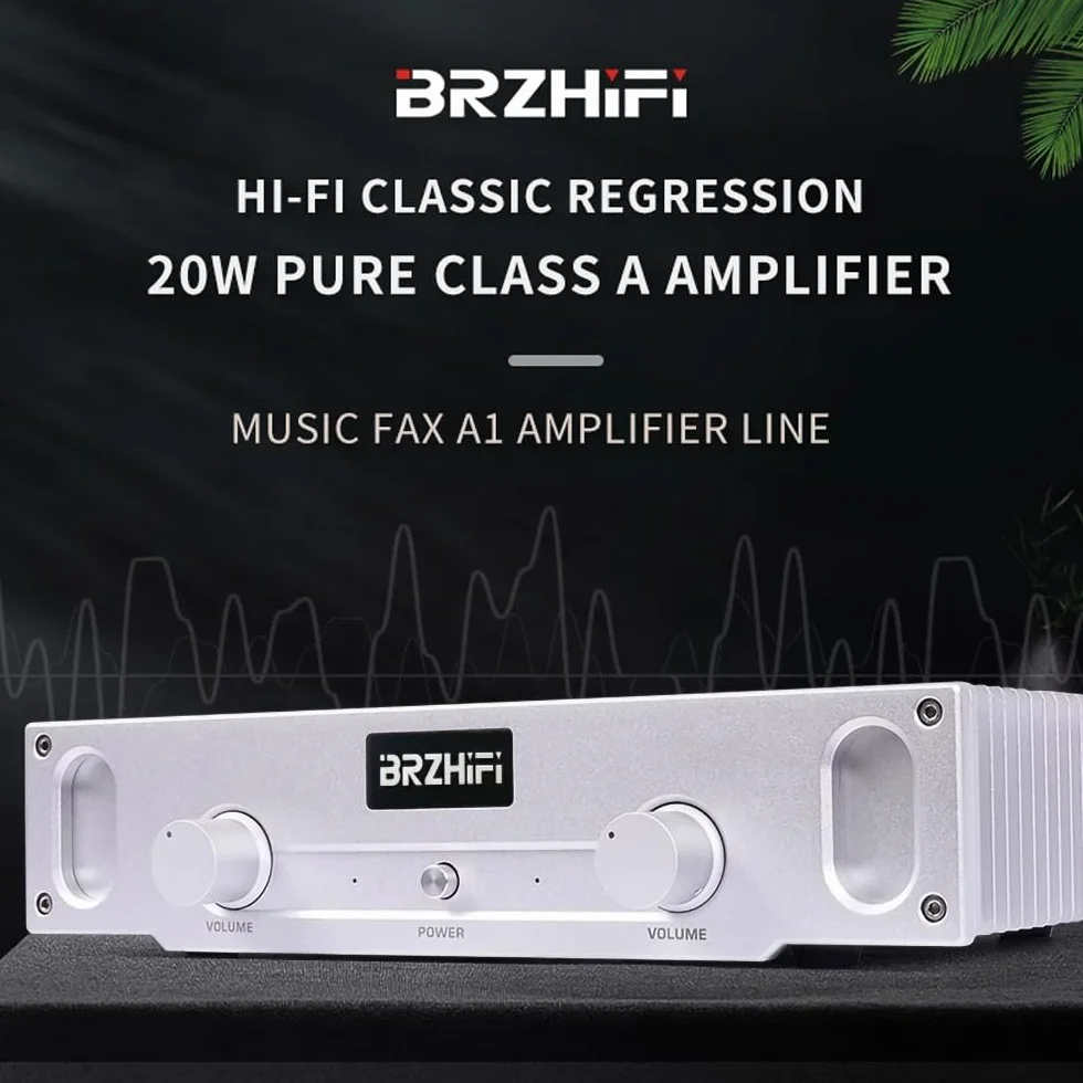 A1S 20W Amplificatore di Potenza HIFI Classe A Puro 2.0 Canali Amplificatore Audio per Casa (Argento)