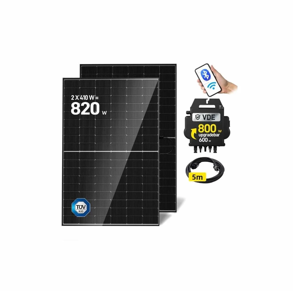 KIT PANNELLO SOLARE DA BALCONE FOTOVOLTAICO Plug&Play 820W 2x410W Inverter AP EZ1-M