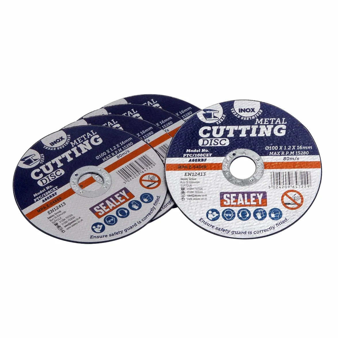 Sealey PTC%2F100CET5 100 x 1.2 mm, foro 16 mm-Disco da taglio, confezione da 5 pezzi