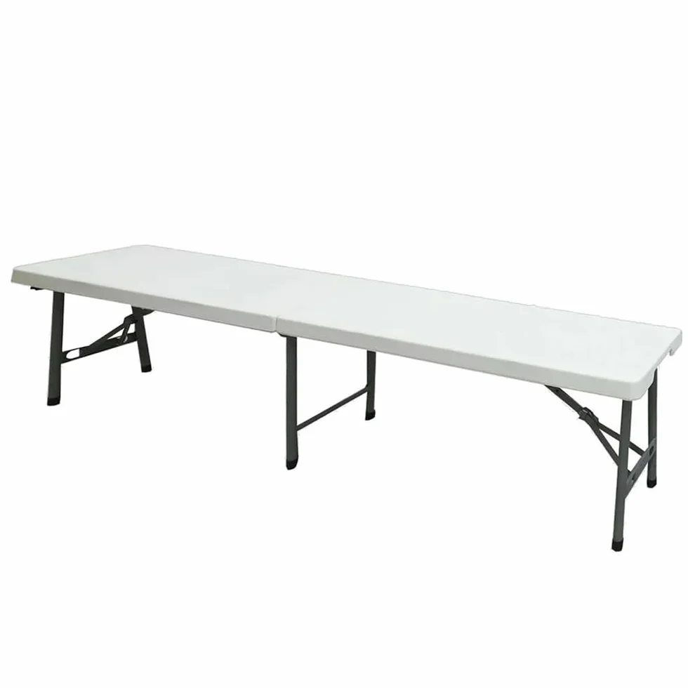 Panchina Pieghevole a Valigetta con Maniglia - Panca per Buffet, Giardino, Campeggio, Feste, Catering, Sagre, Bar, Mercato- Tavolo da Camping Salvaspazio Bianco 180x28x44h cm