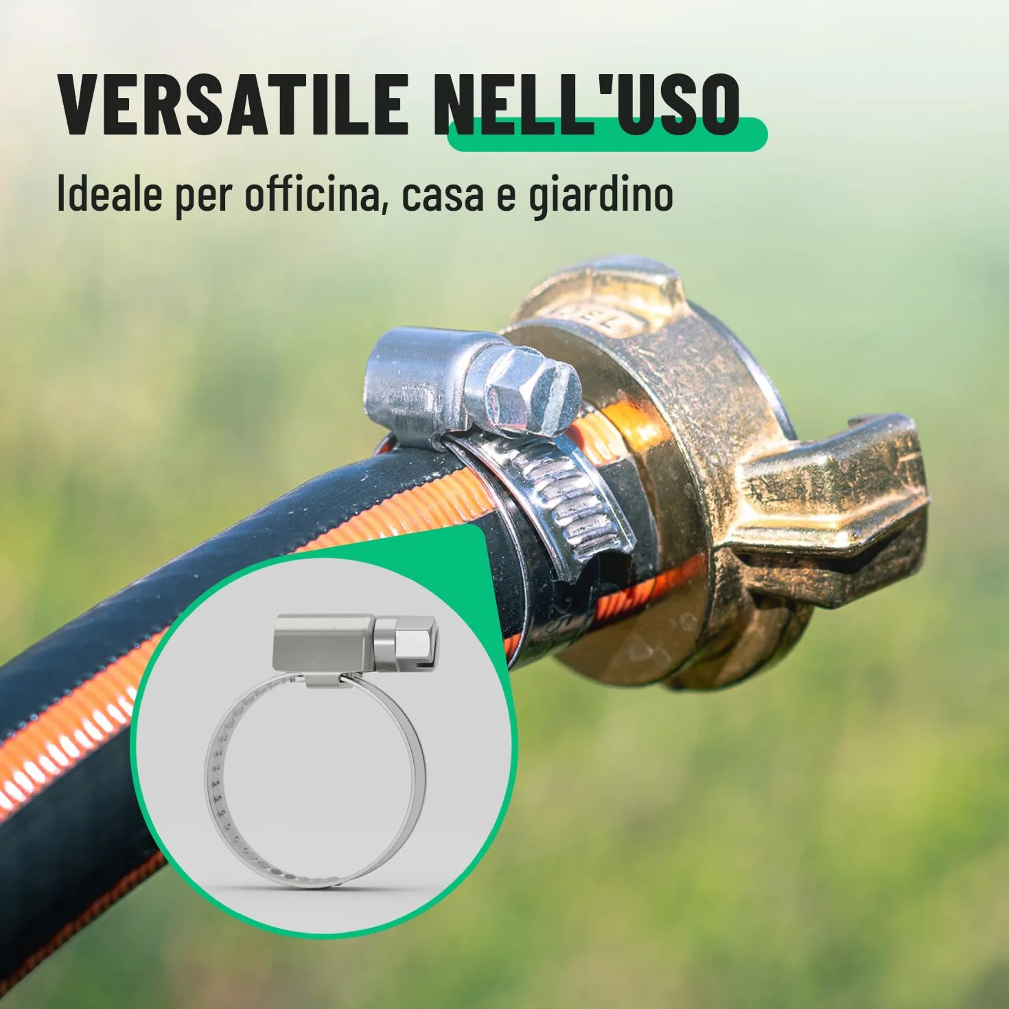 Fascette Stringitubo Acciaio Inox 16-25 mm a Vite Regolabile Larghezza 9 mm 10 Pezzi