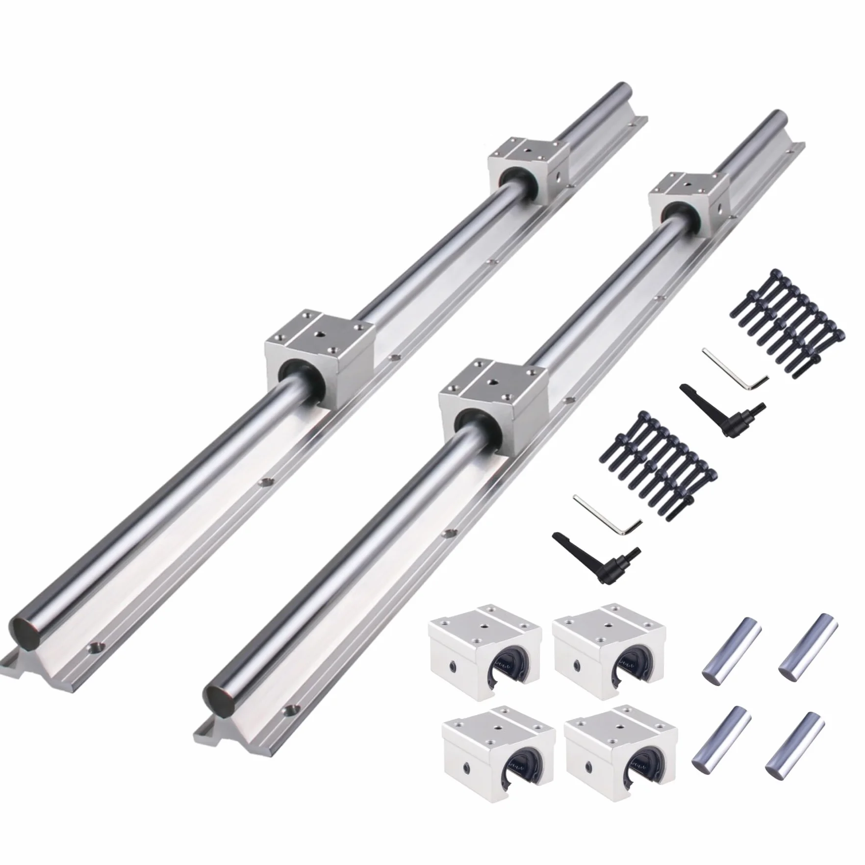 SBR20 - Kit guida lineare da 2500 mm, con guide lineari inserite contiene 2 pezzi SBR20 1500 mm + 2 pezzi da 1000 mm, albero con 8 blocchi di cuscinetti SBR20UU, 4 tasselli per stampanti 3D